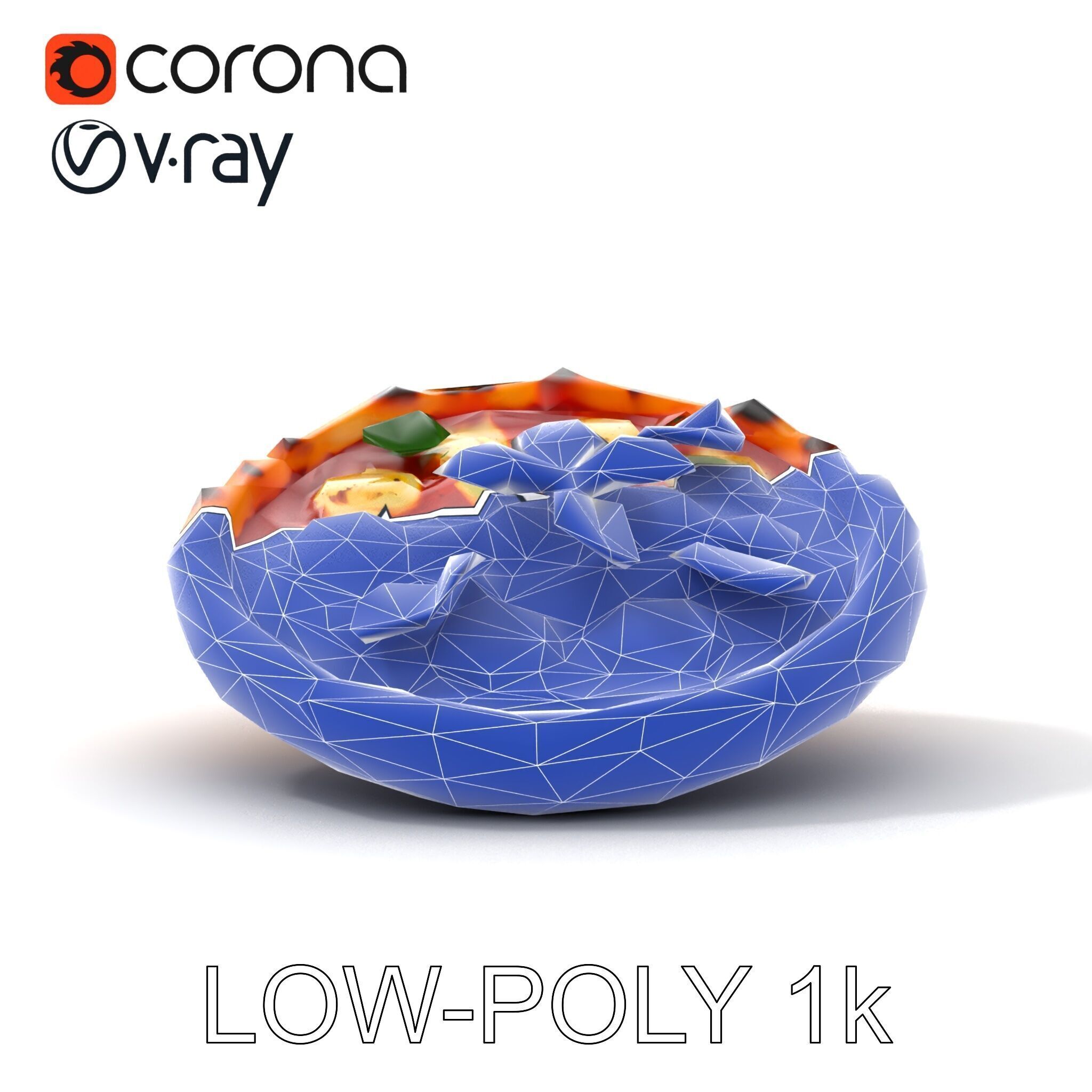 Neapolitan Pizza Model Pack with Charred Edges Low-poly 3D model_18