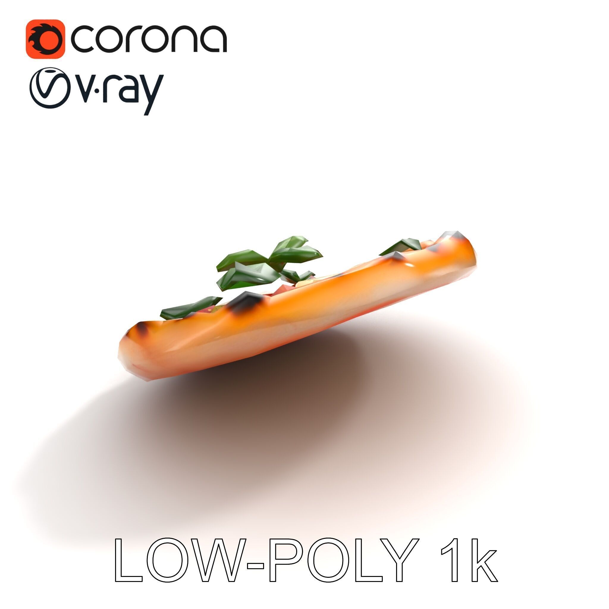 Neapolitan Pizza Model Pack with Charred Edges Low-poly 3D model_9