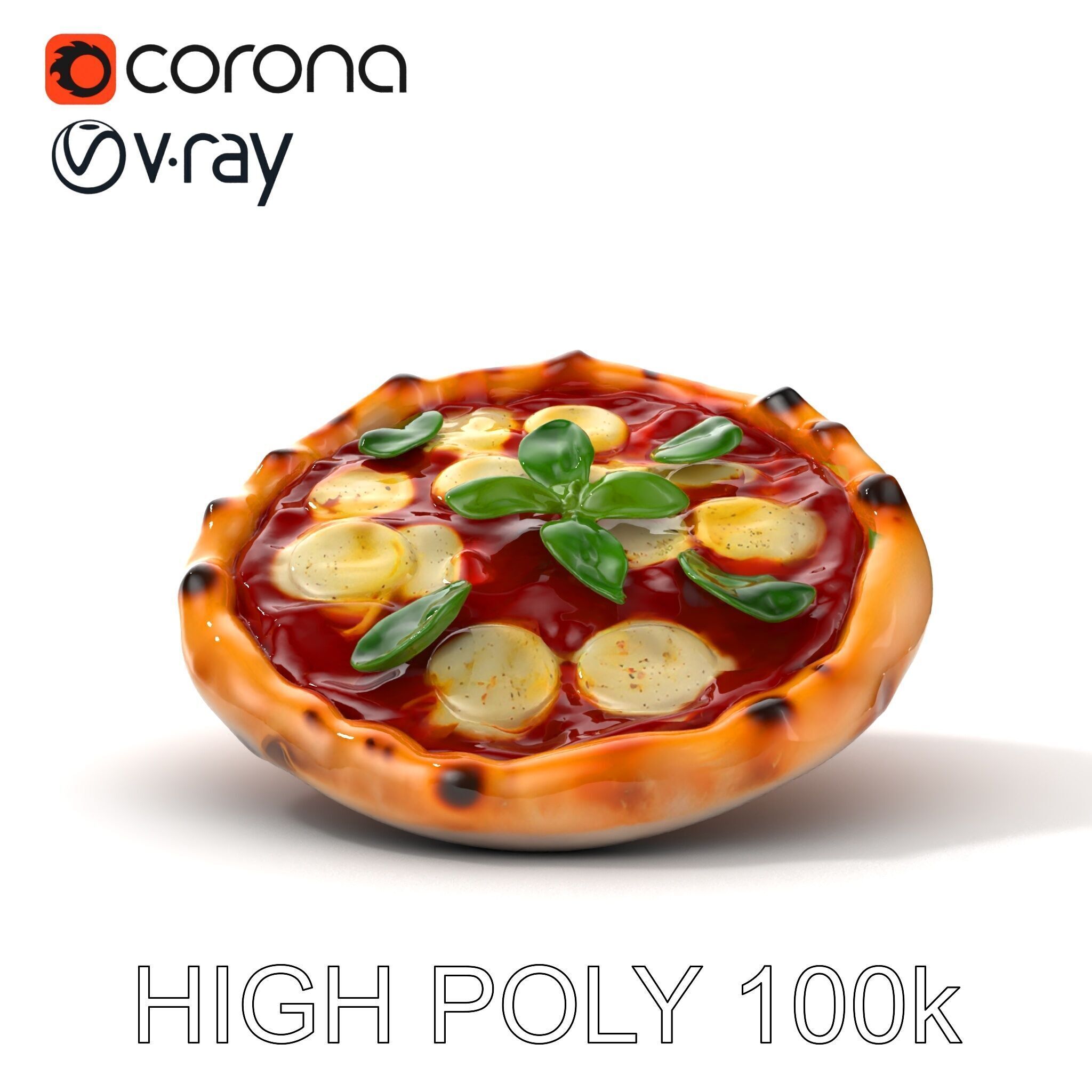 Neapolitan Pizza Model Pack with Charred Edges Low-poly 3D model_30