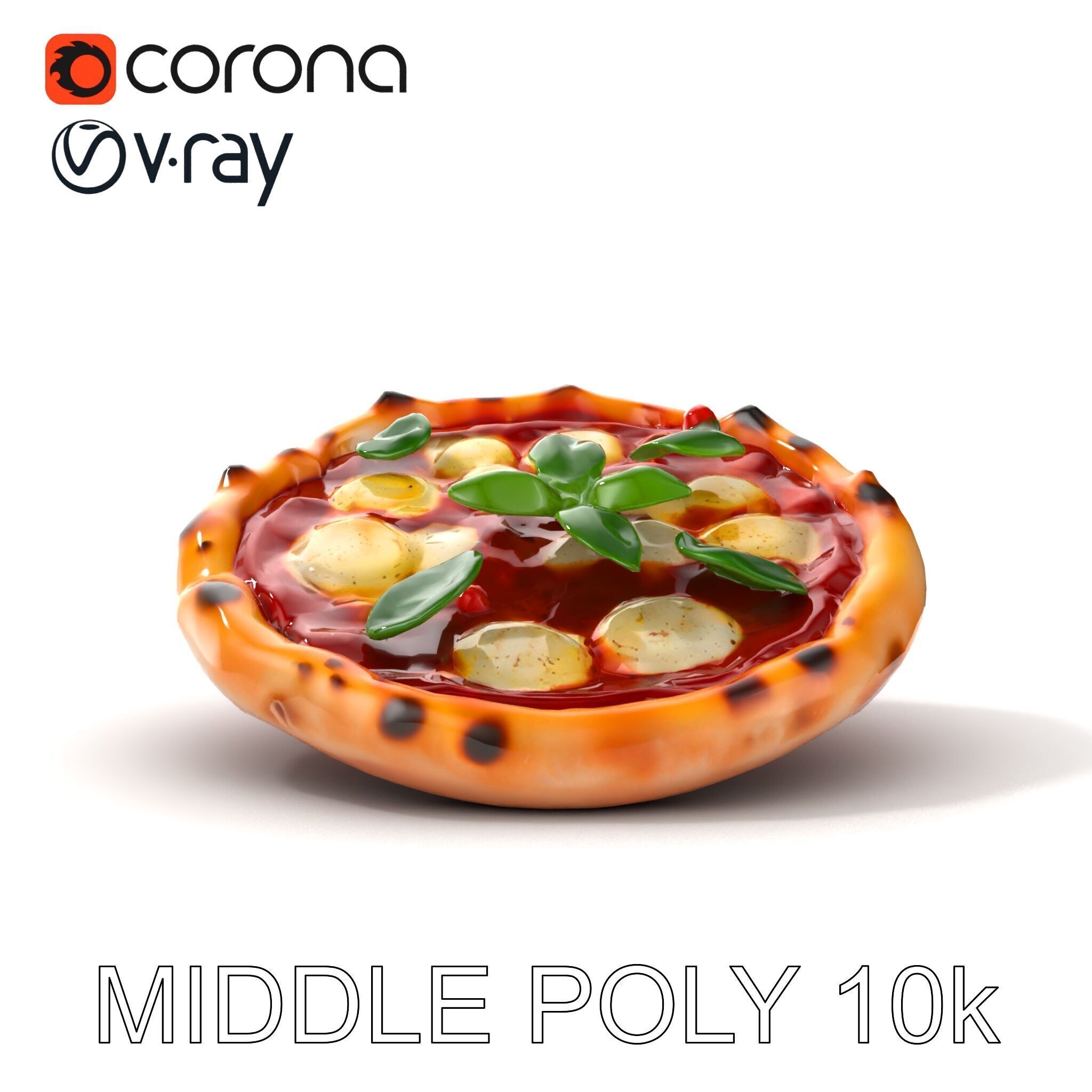 Neapolitan Pizza Model Pack with Charred Edges Low-poly 3D model_22