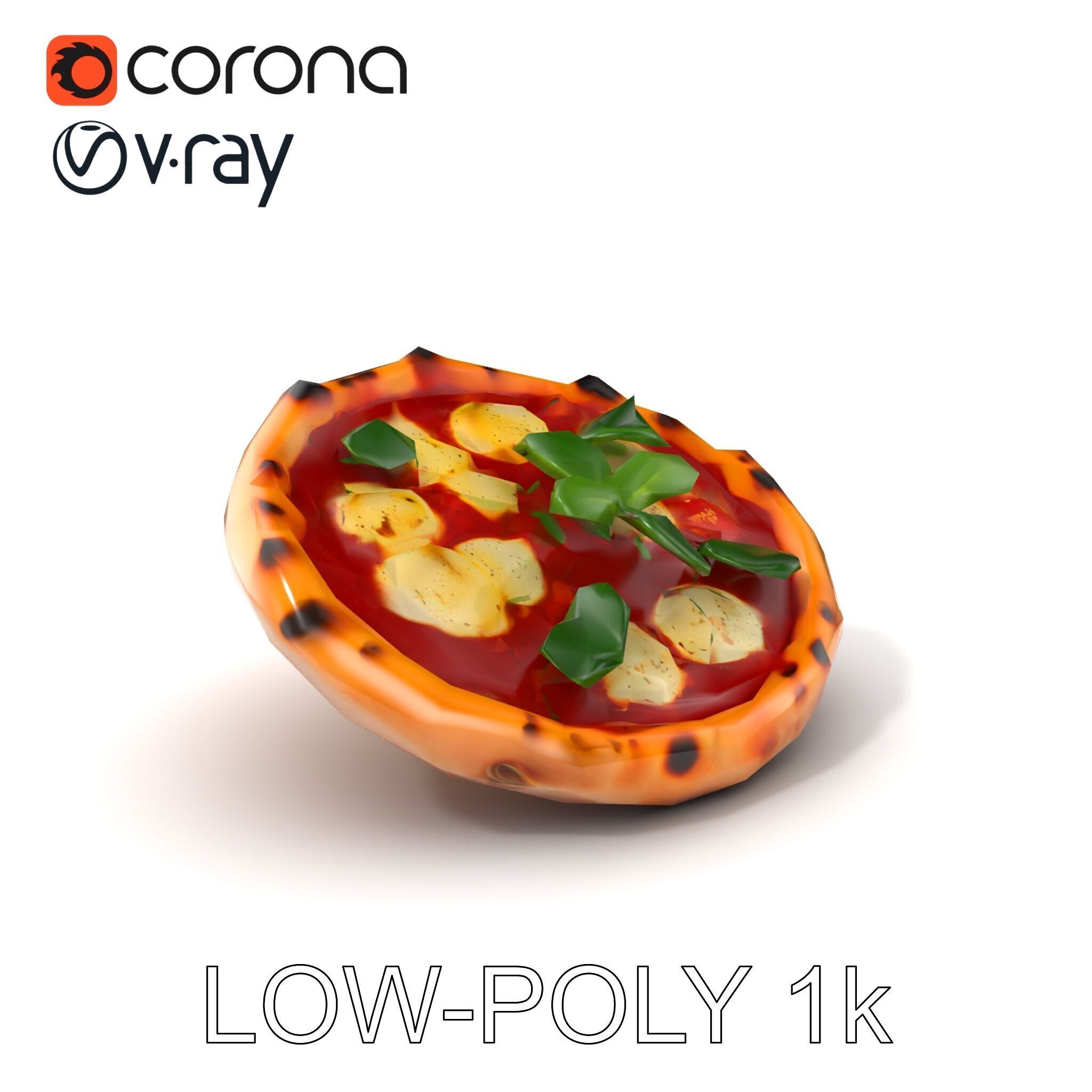 Neapolitan Pizza Model Pack with Charred Edges Low-poly 3D model_5