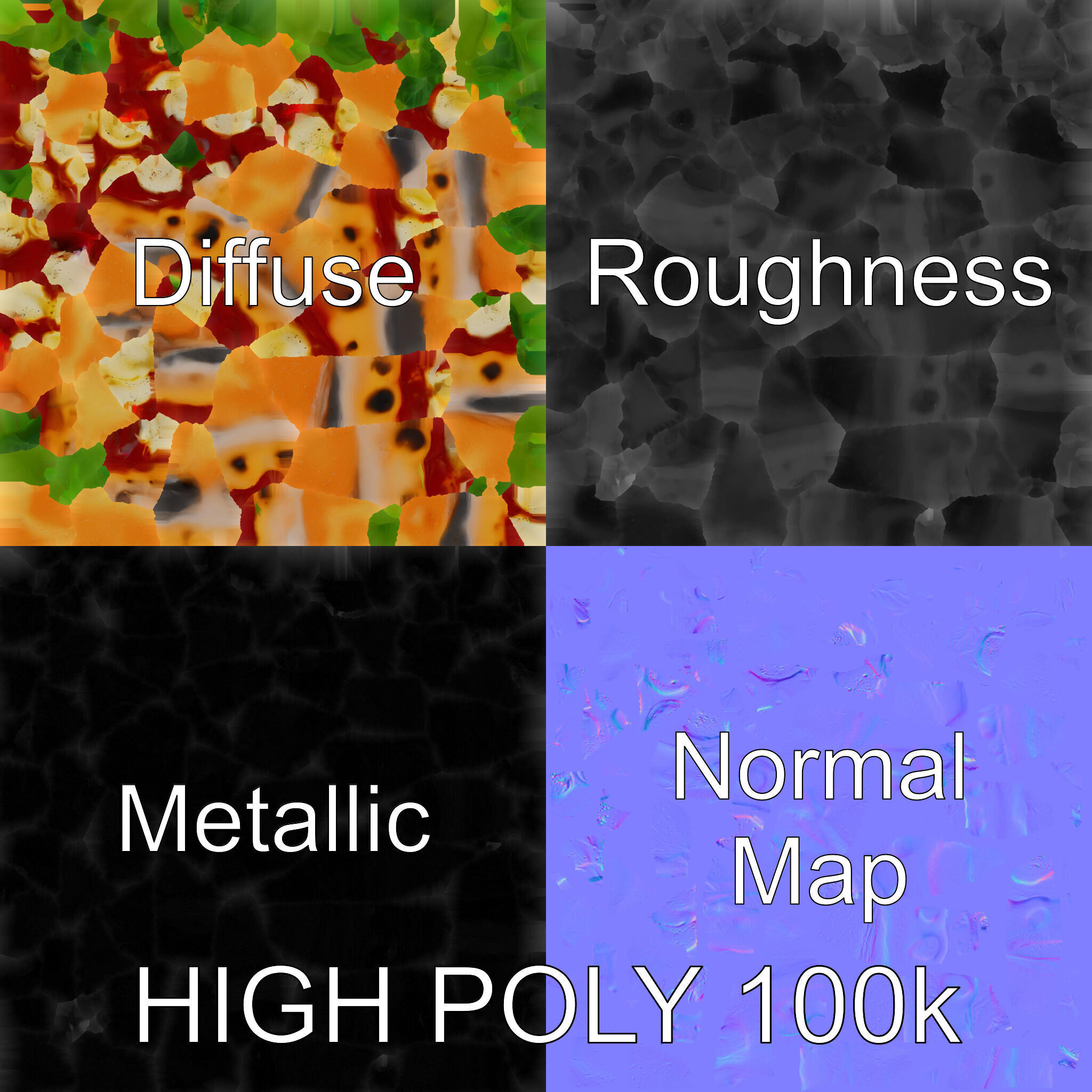 Neapolitan Pizza Model Pack with Charred Edges Low-poly 3D model_3