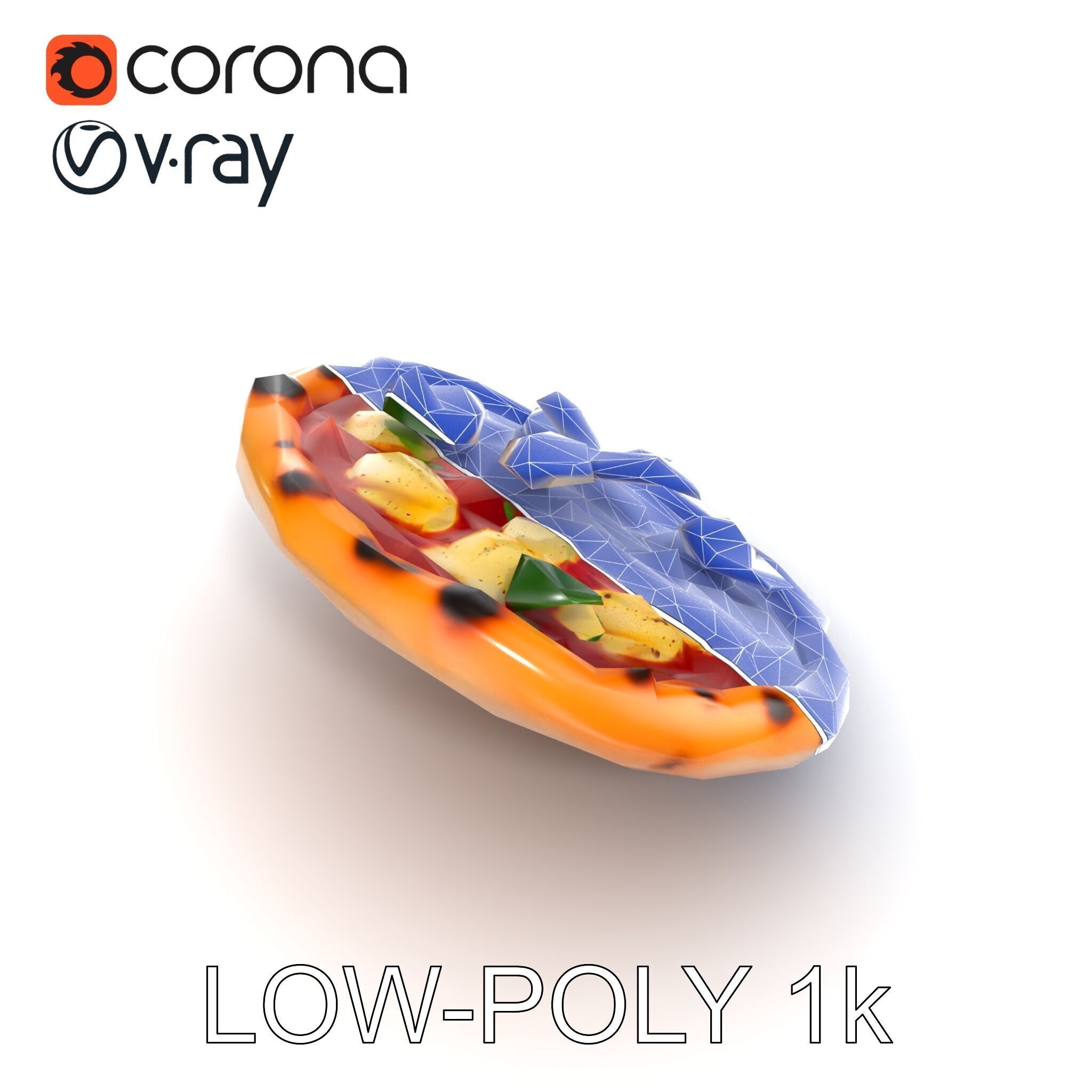 Neapolitan Pizza Model Pack with Charred Edges Low-poly 3D model_29