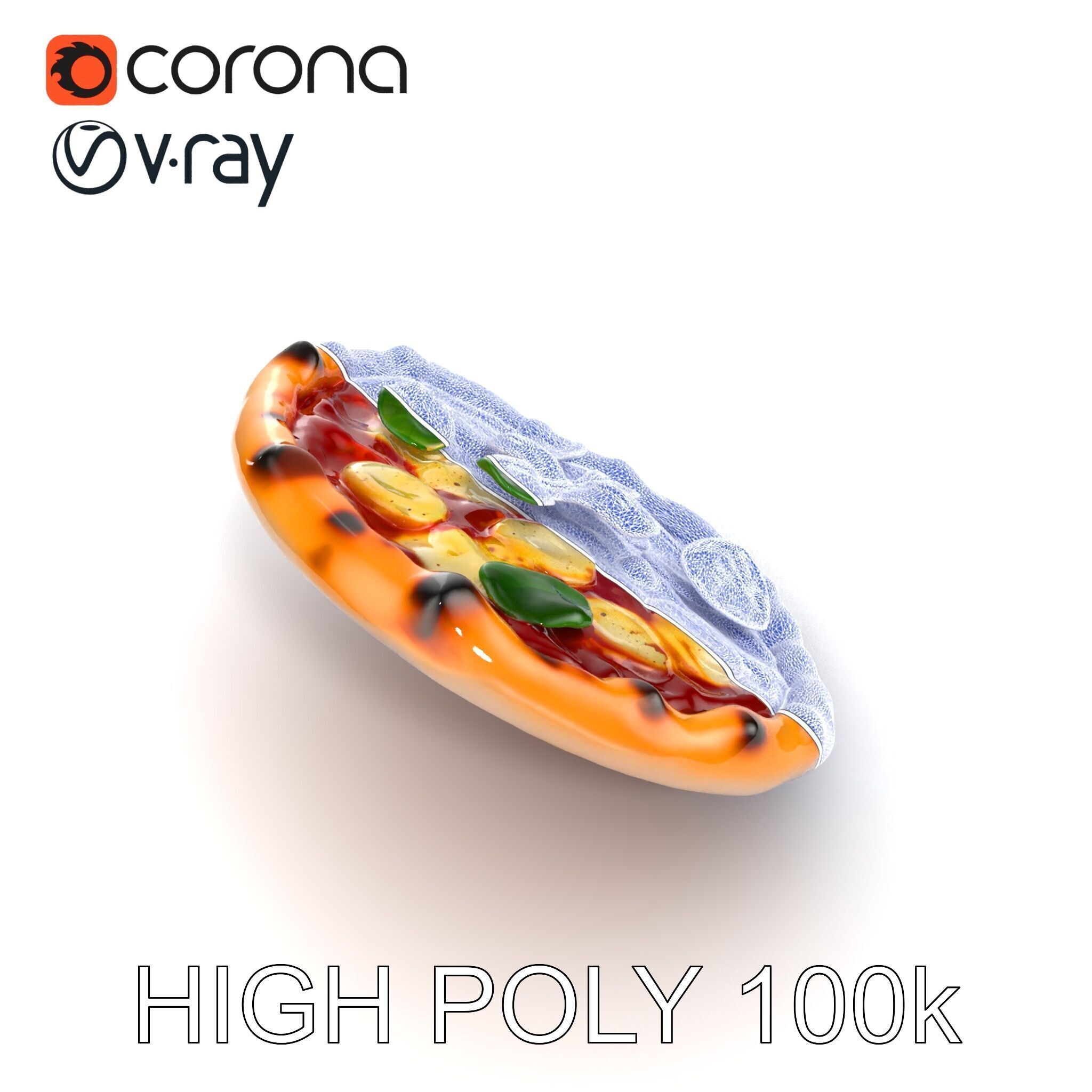 Neapolitan Pizza Model Pack with Charred Edges Low-poly 3D model_28