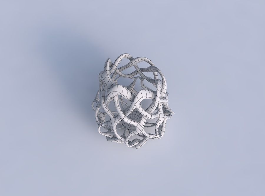 Bowl cylindrical with interlacing lattice long top 3D print model_6