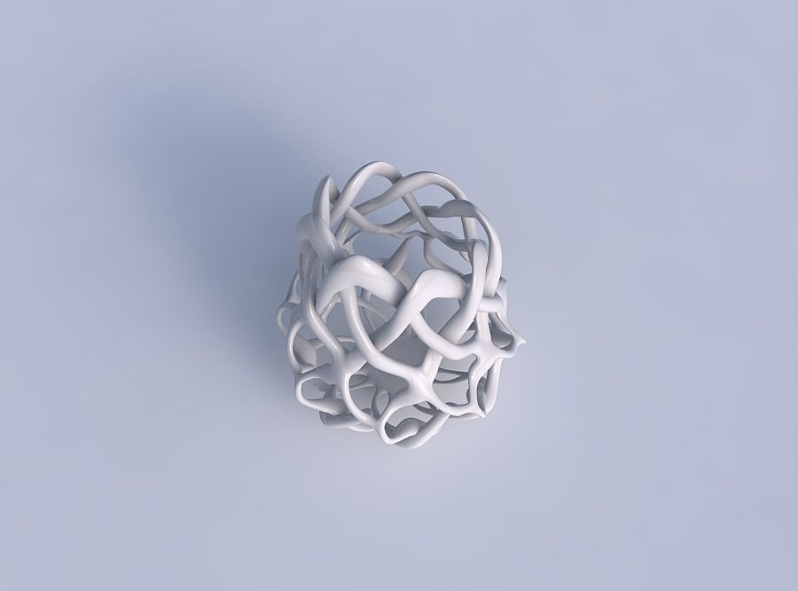 Bowl cylindrical with interlacing lattice long top 3D print model_1