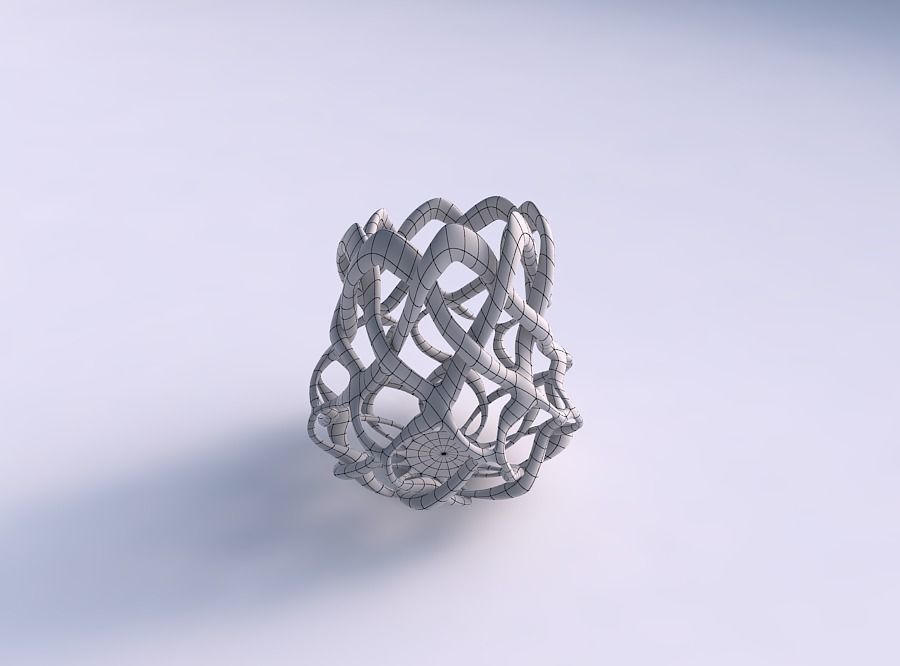 Bowl cylindrical with interlacing lattice long top 3D print model_5