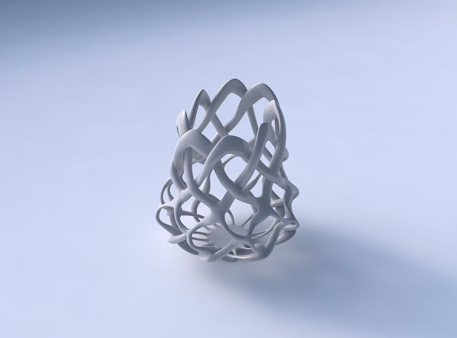 Bowl cylindrical with interlacing lattice long top 3D print model_3