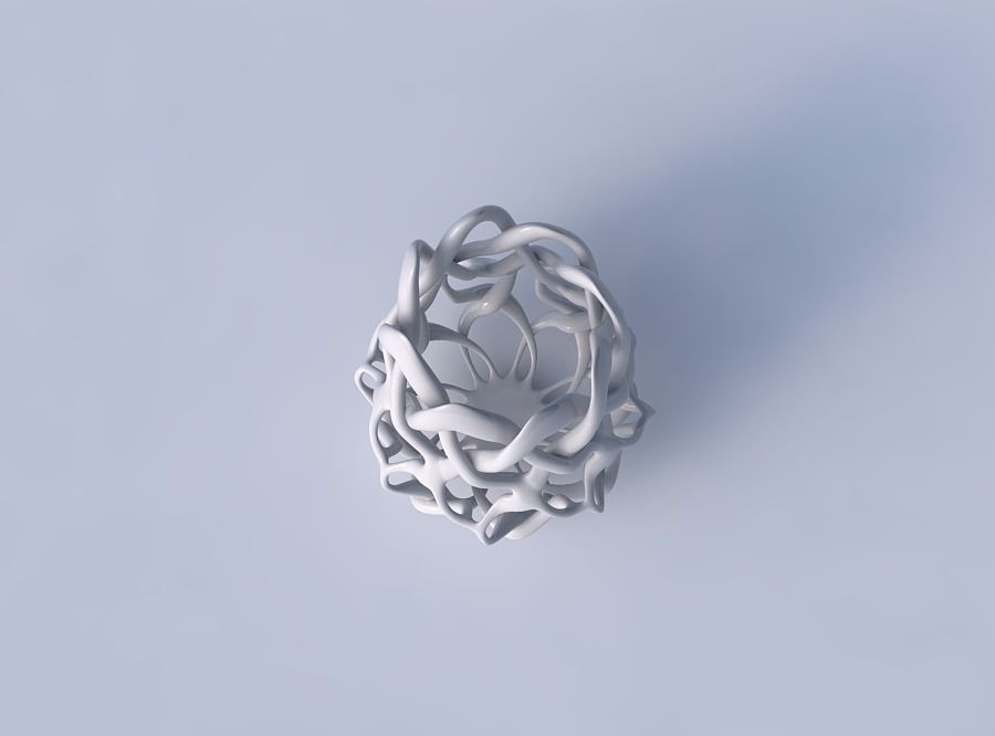 Bowl cylindrical with interlacing lattice long top 3D print model_2