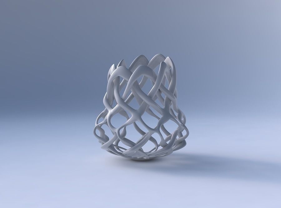 Bowl cylindrical with interlacing lattice long top 3D print model_4