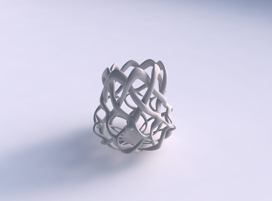 Bowl cylindrical with interlacing lattice long top 3D print model_0