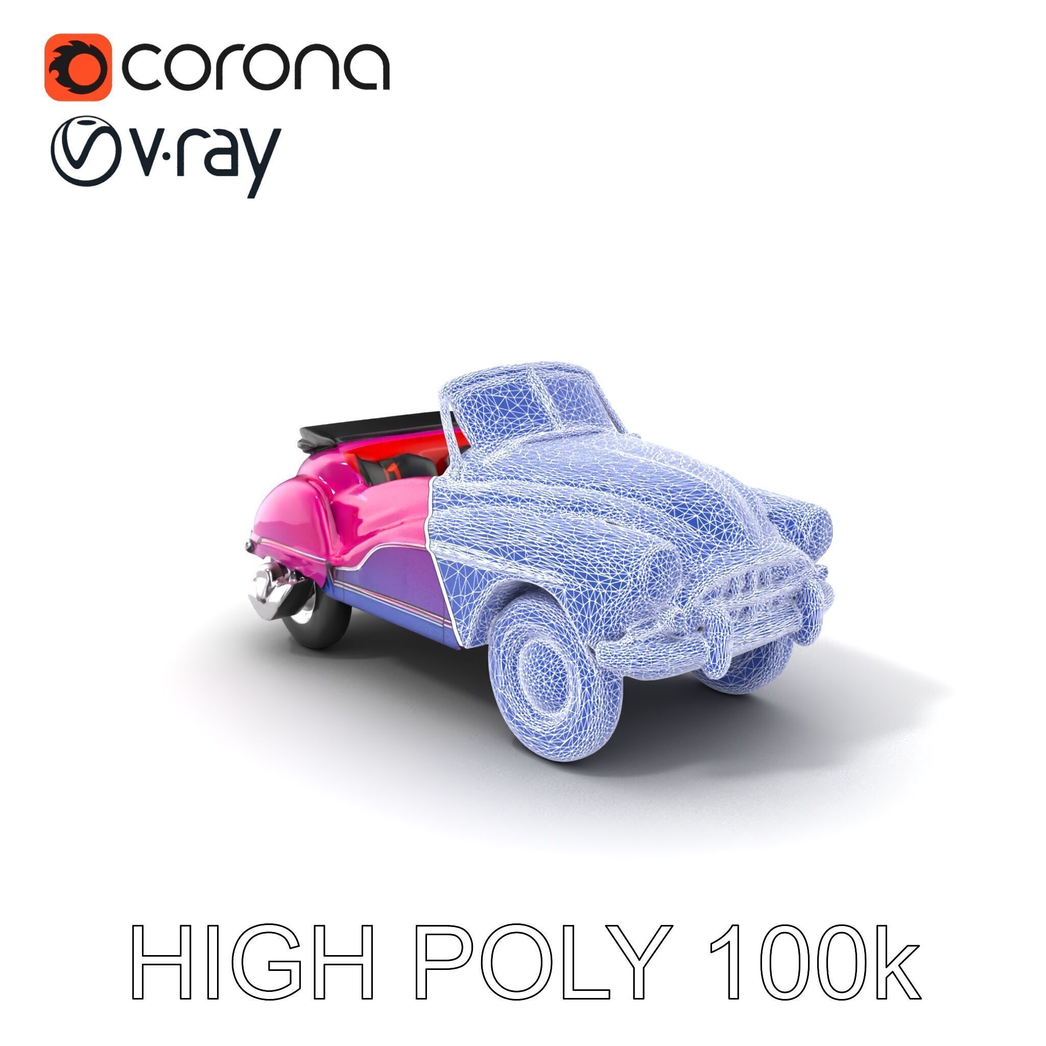 Vintage Bumper Car Metallic Exterior Model Pack Low-poly 3D model_10