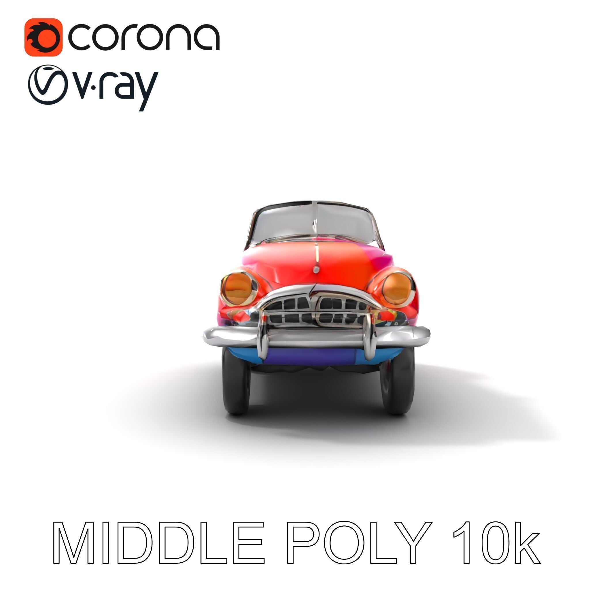 Vintage Bumper Car Metallic Exterior Model Pack Low-poly 3D model_22