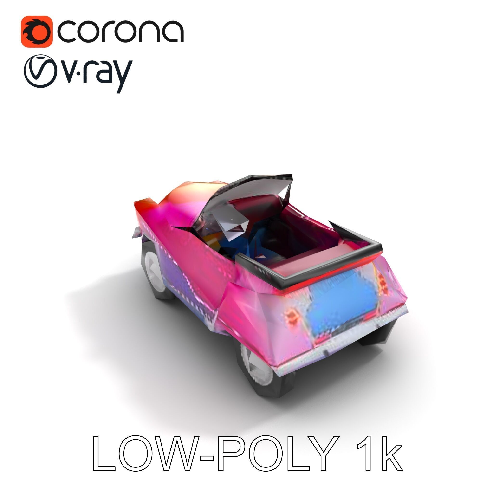 Vintage Bumper Car Metallic Exterior Model Pack Low-poly 3D model_9