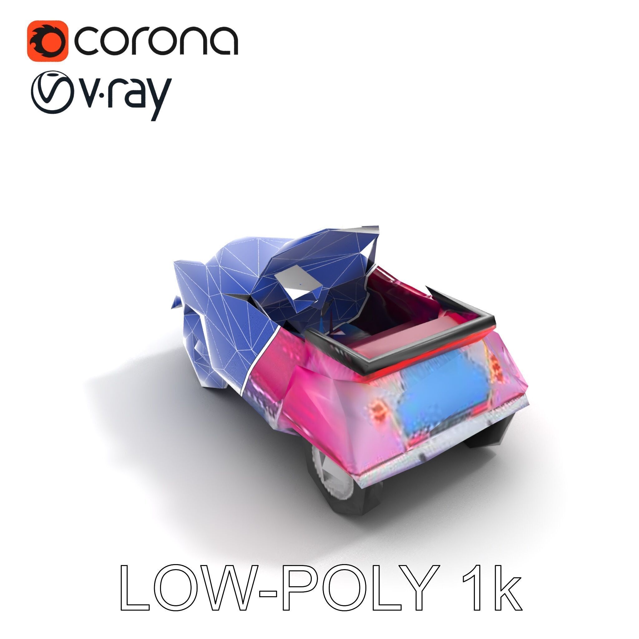 Vintage Bumper Car Metallic Exterior Model Pack Low-poly 3D model_15
