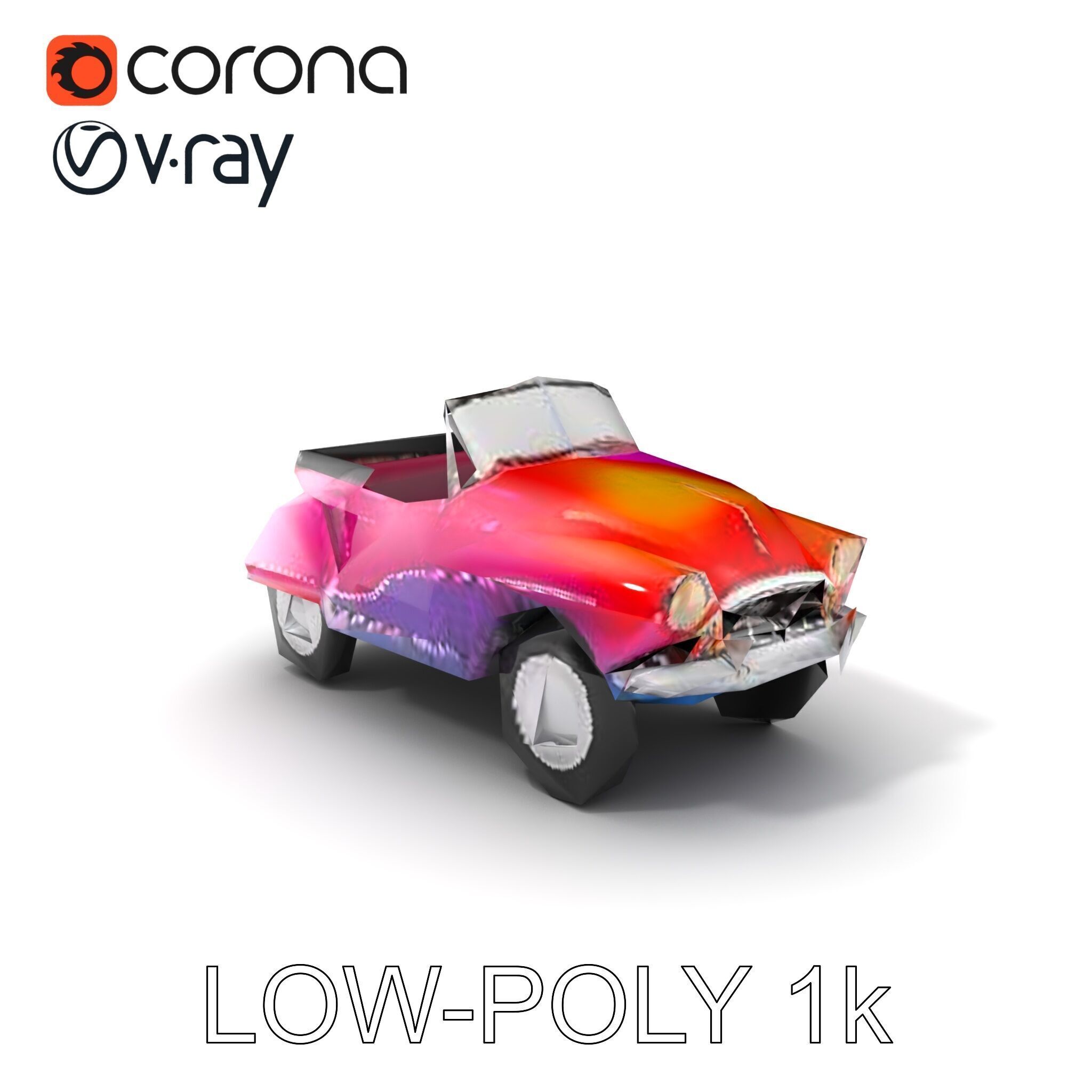 Vintage Bumper Car Metallic Exterior Model Pack Low-poly 3D model_5