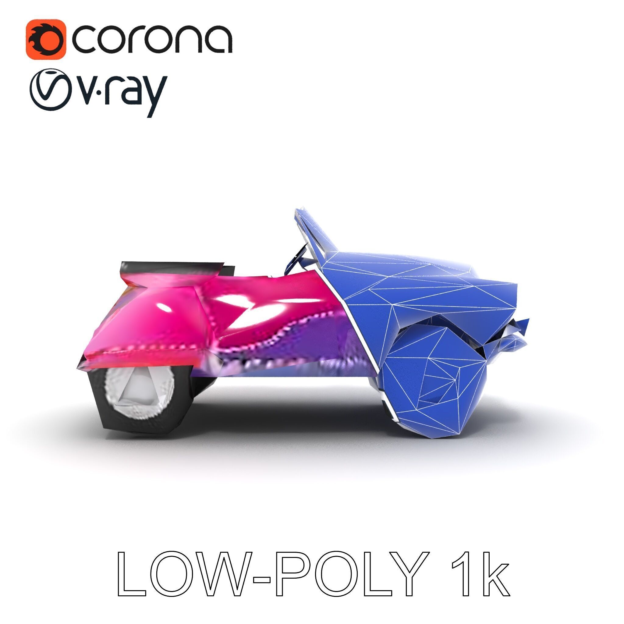 Vintage Bumper Car Metallic Exterior Model Pack Low-poly 3D model_32