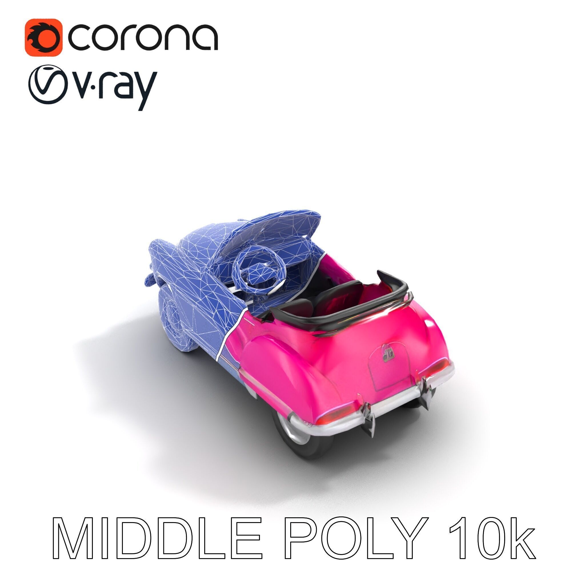 Vintage Bumper Car Metallic Exterior Model Pack Low-poly 3D model_25