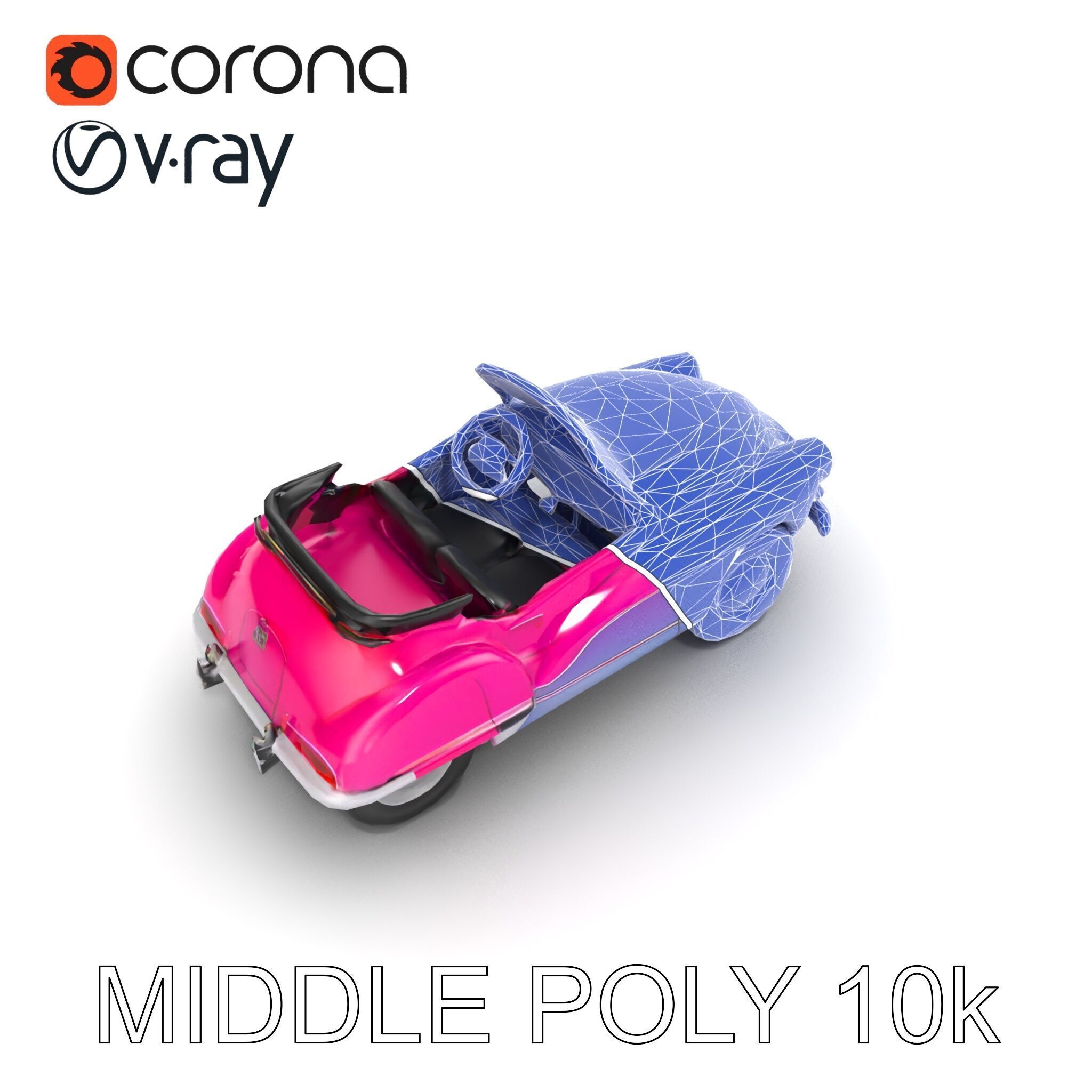 Vintage Bumper Car Metallic Exterior Model Pack Low-poly 3D model_20