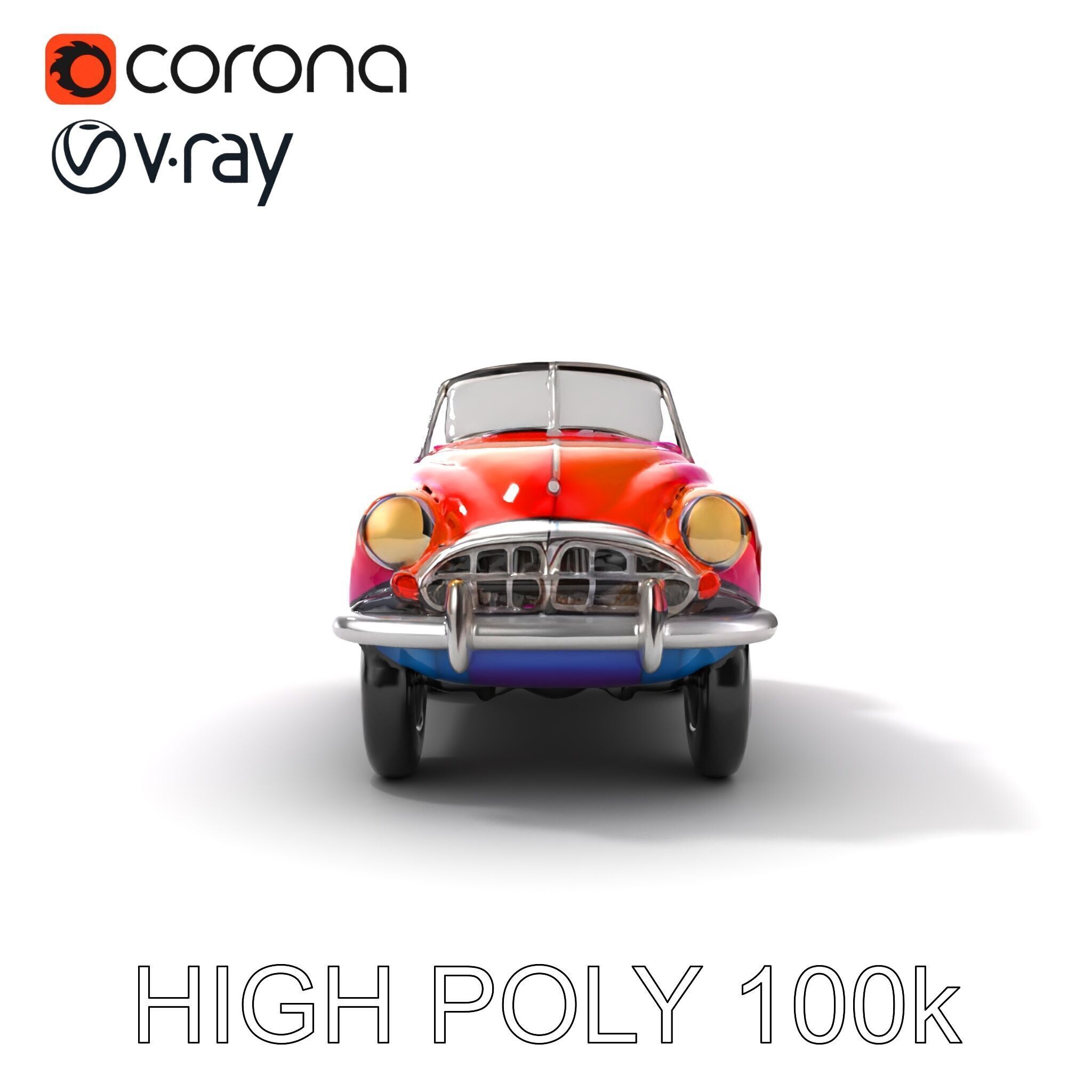 Vintage Bumper Car Metallic Exterior Model Pack Low-poly 3D model_26