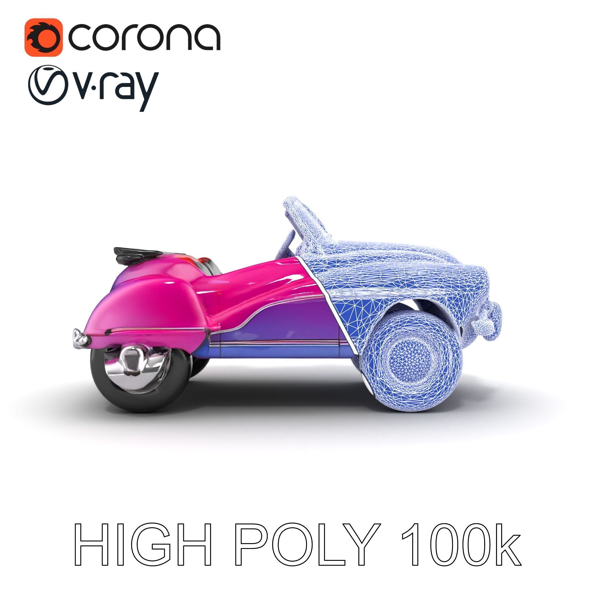 Vintage Bumper Car Metallic Exterior Model Pack Low-poly 3D model_31