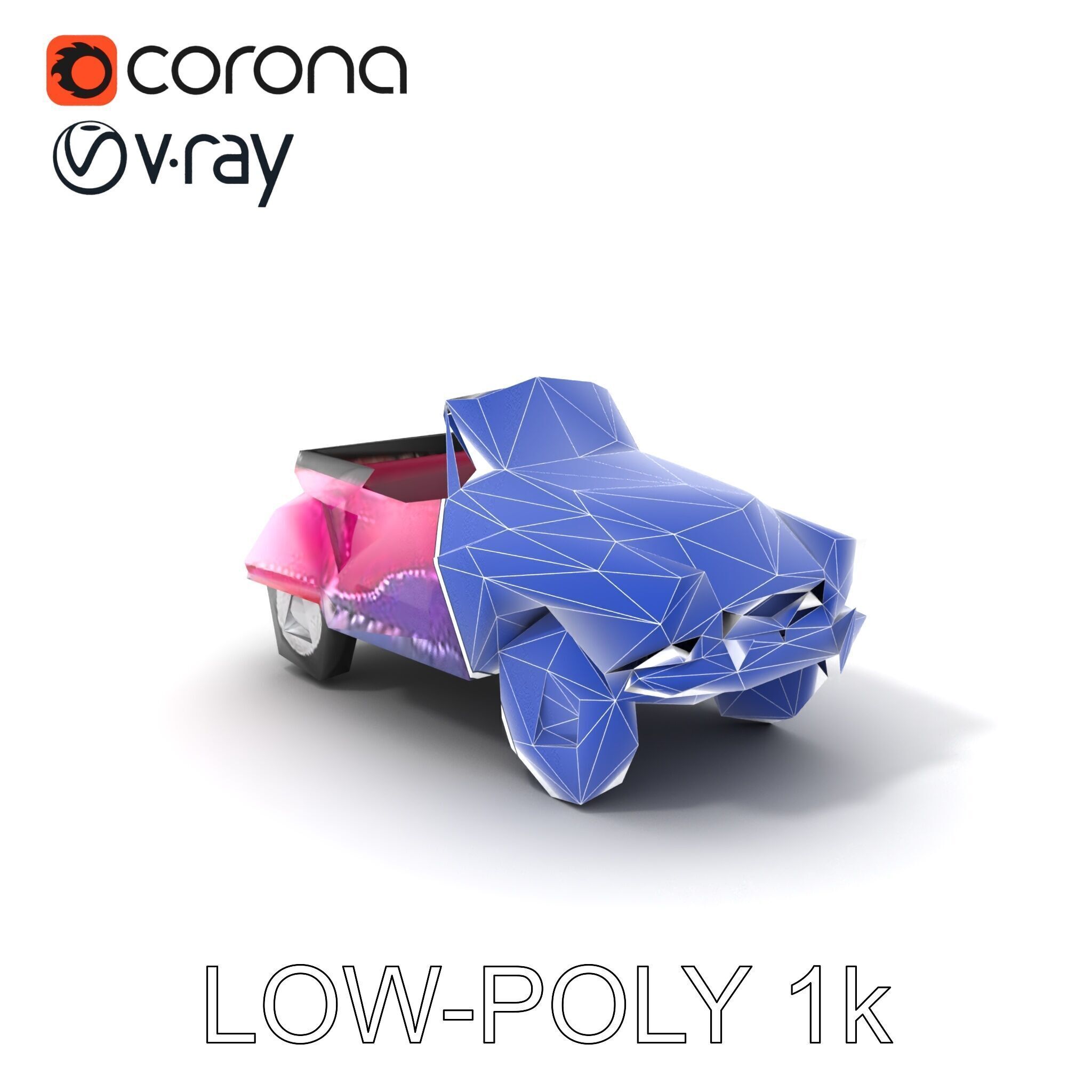 Vintage Bumper Car Metallic Exterior Model Pack Low-poly 3D model_7