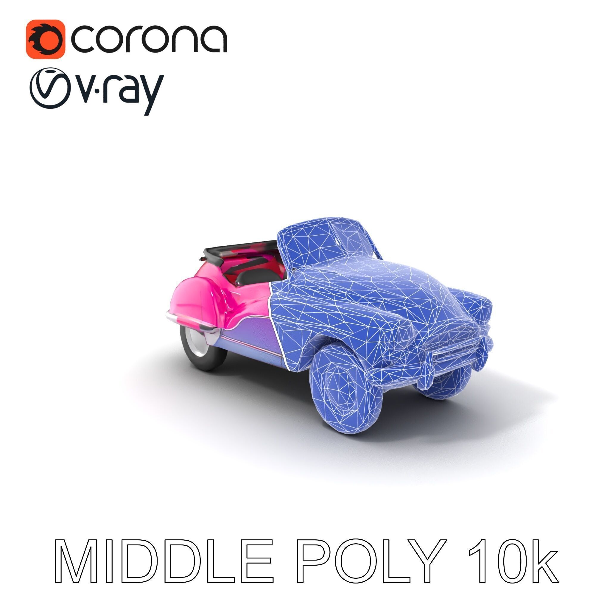 Vintage Bumper Car Metallic Exterior Model Pack Low-poly 3D model_6