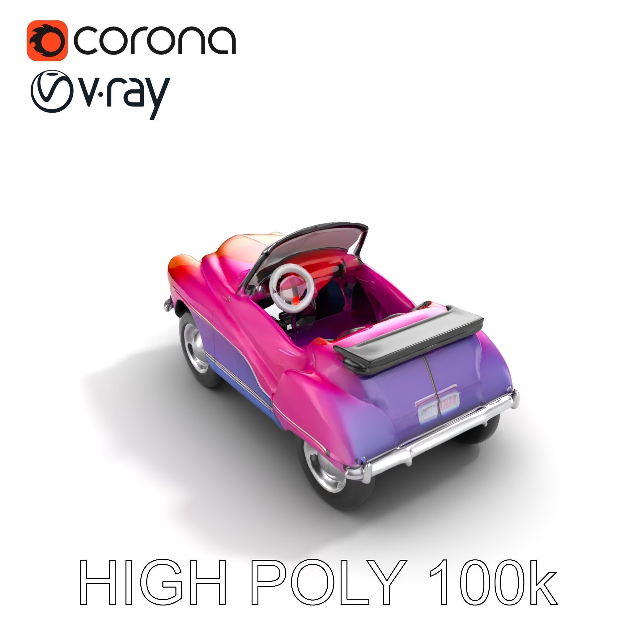 Vintage Bumper Car Metallic Exterior Model Pack Low-poly 3D model_11