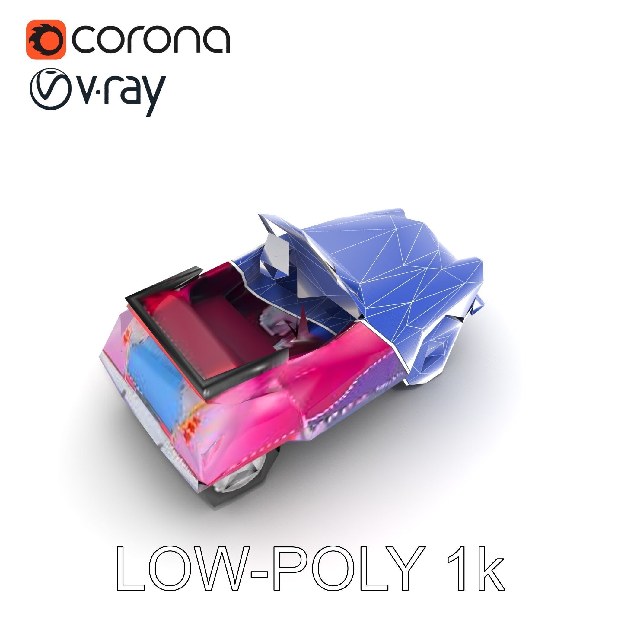 Vintage Bumper Car Metallic Exterior Model Pack Low-poly 3D model_23