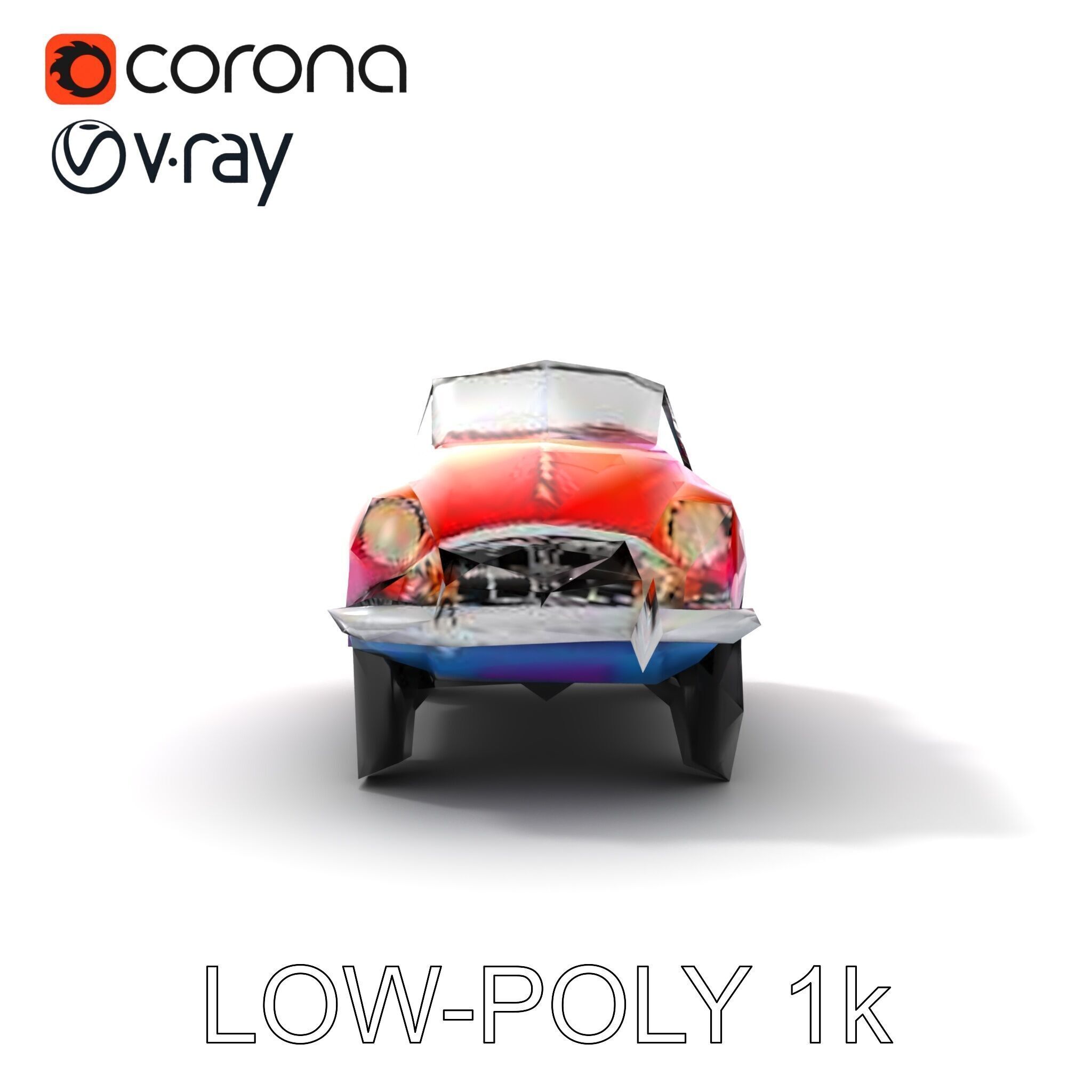 Vintage Bumper Car Metallic Exterior Model Pack Low-poly 3D model_16