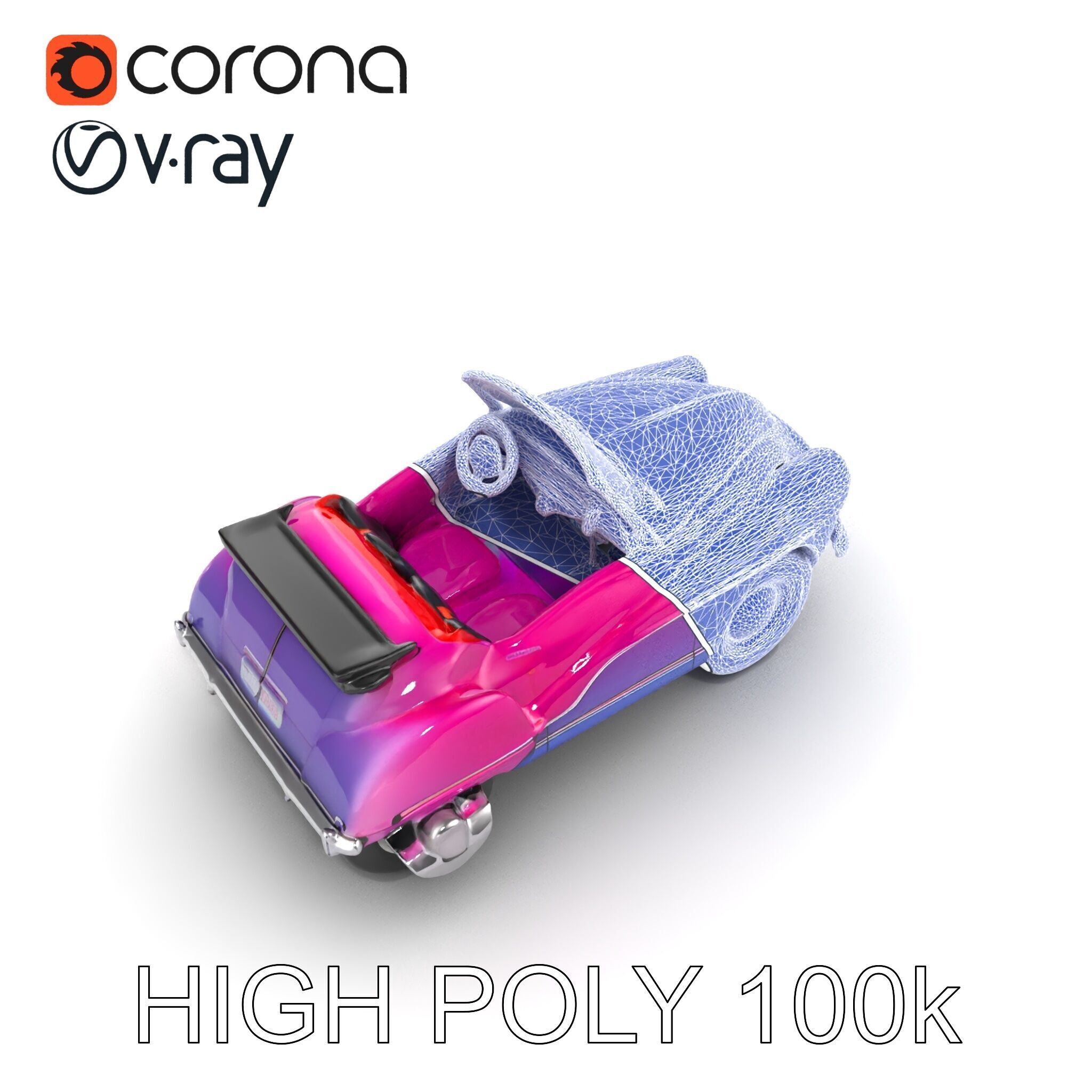 Vintage Bumper Car Metallic Exterior Model Pack Low-poly 3D model_30