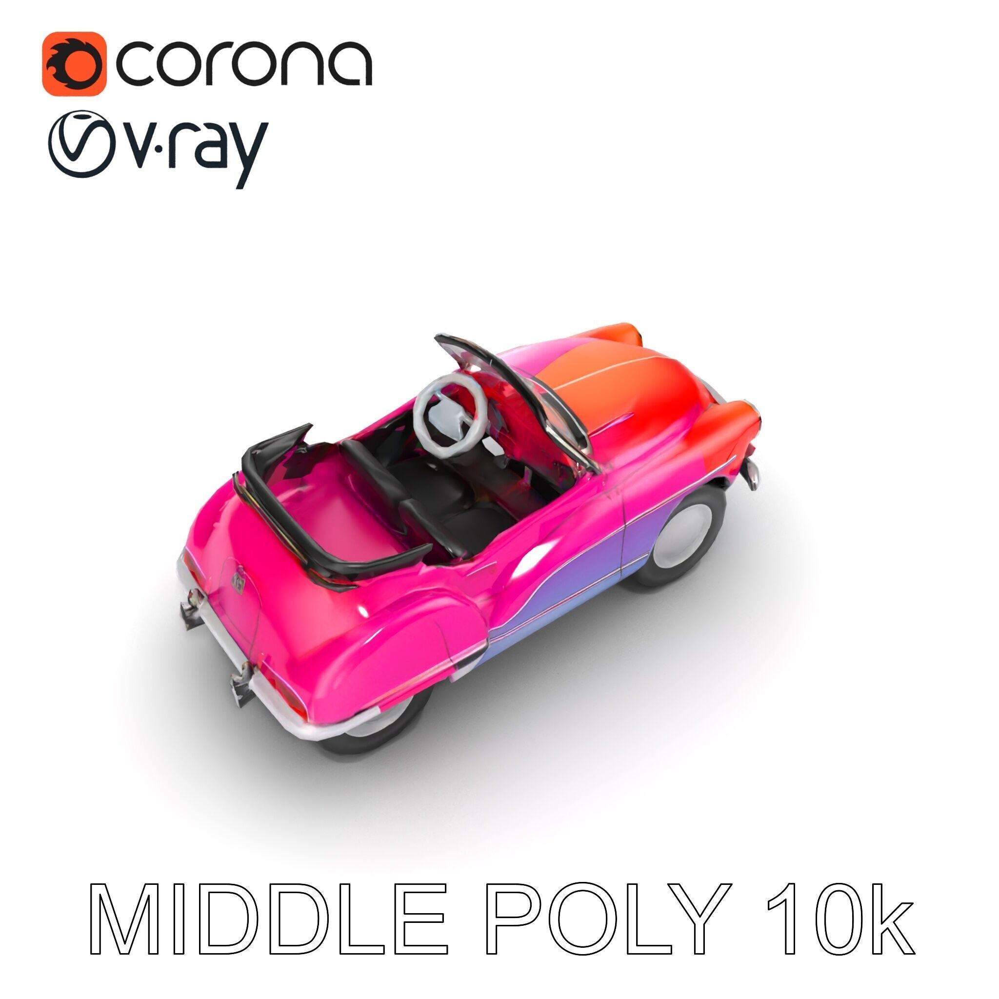 Vintage Bumper Car Metallic Exterior Model Pack Low-poly 3D model_28