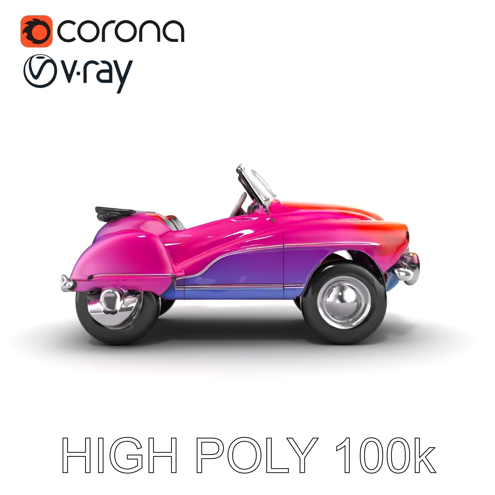 Vintage Bumper Car Metallic Exterior Model Pack Low-poly 3D model_18