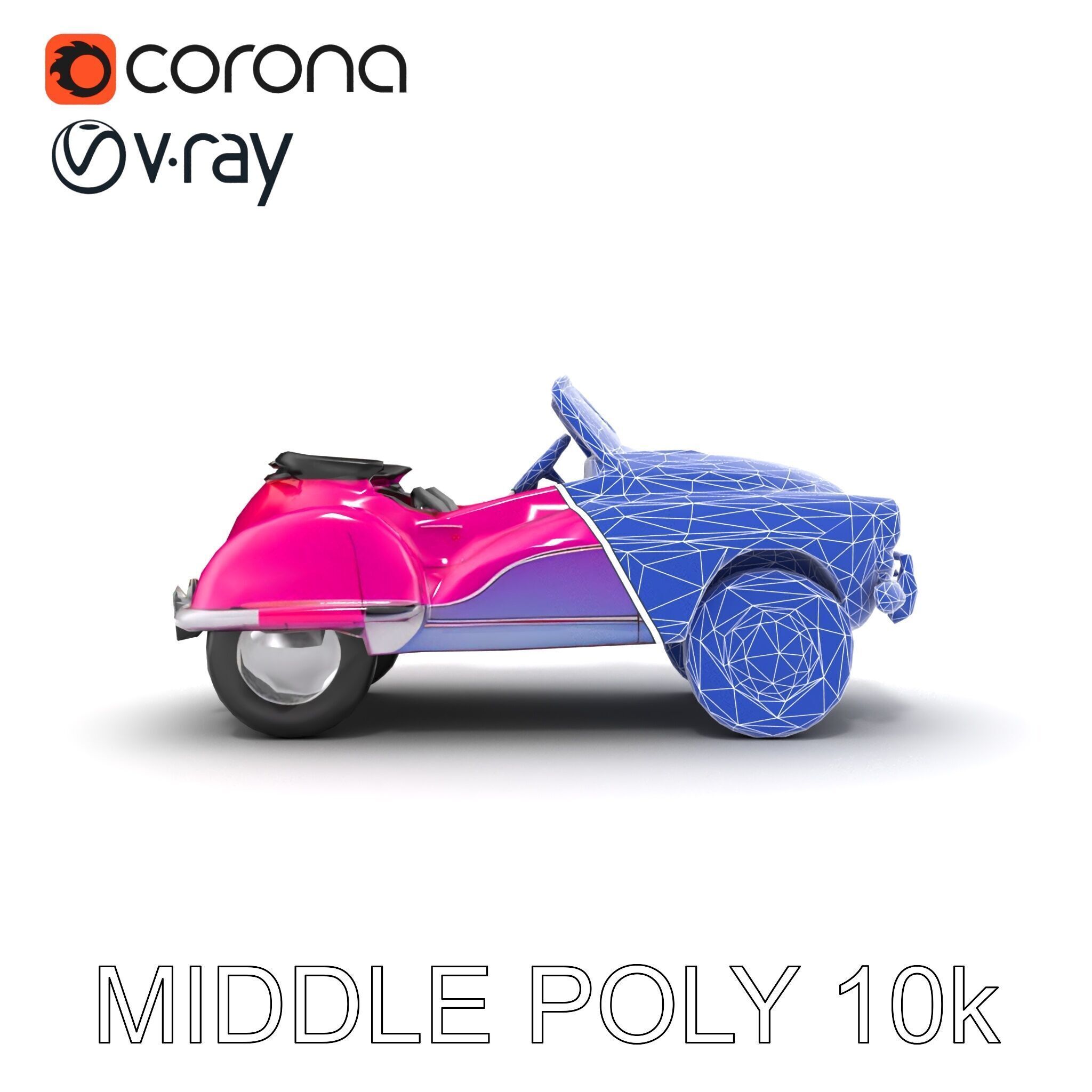 Vintage Bumper Car Metallic Exterior Model Pack Low-poly 3D model_19