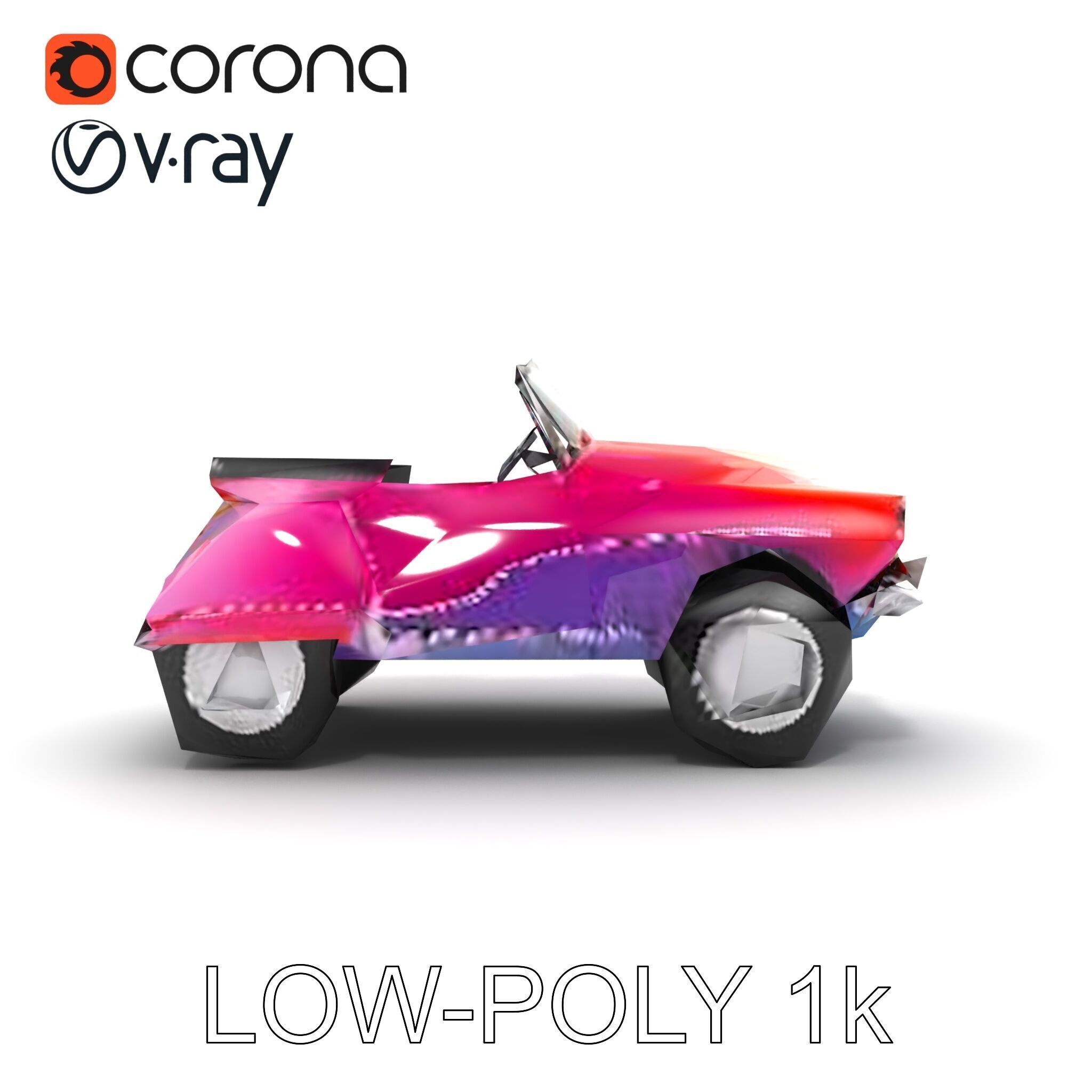 Vintage Bumper Car Metallic Exterior Model Pack Low-poly 3D model_24