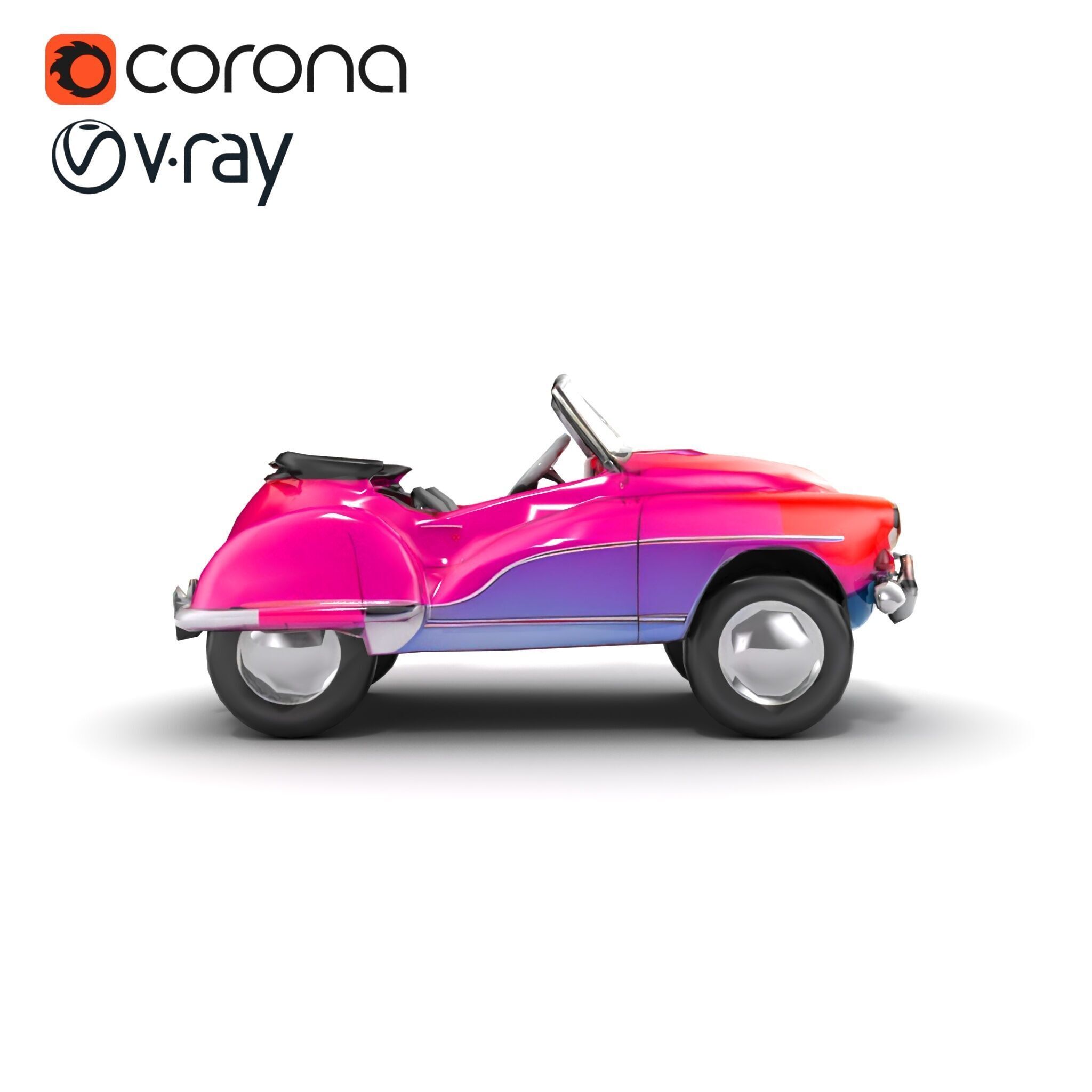 Vintage Bumper Car Metallic Exterior Model Pack Low-poly 3D model_17