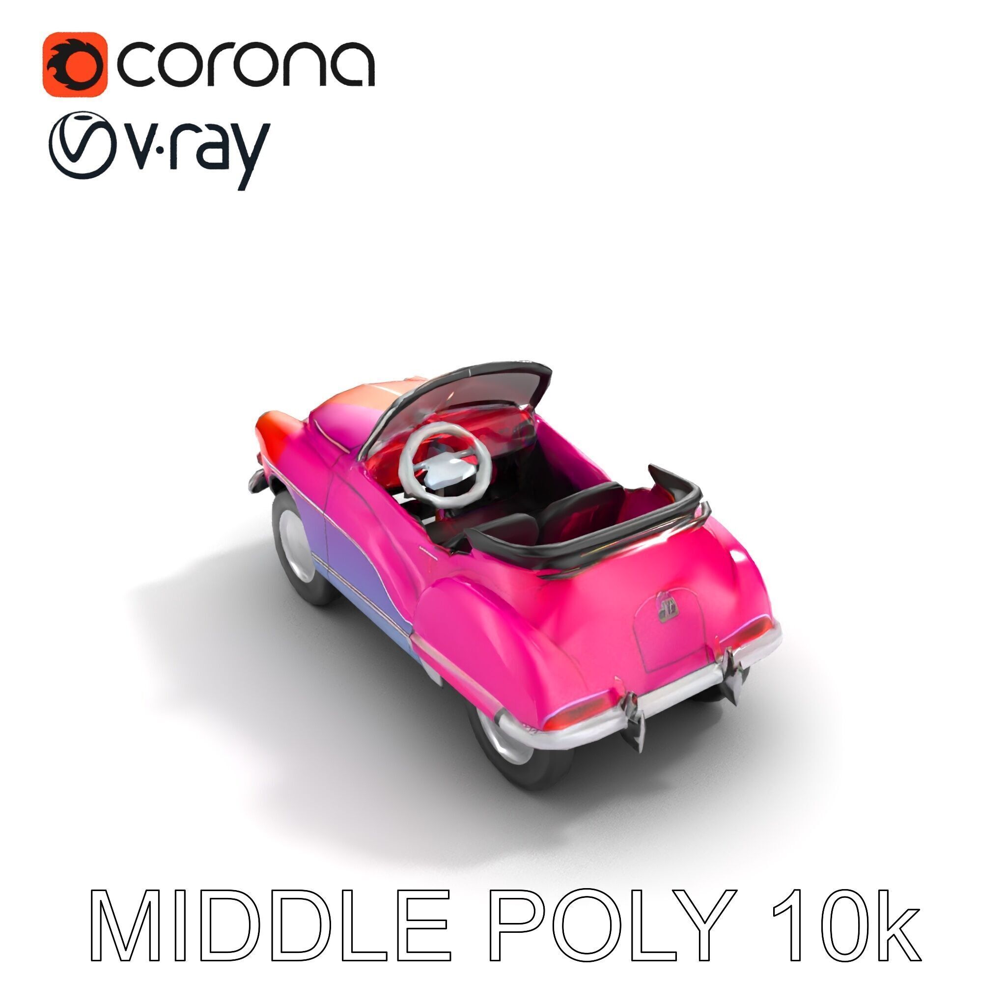 Vintage Bumper Car Metallic Exterior Model Pack Low-poly 3D model_8