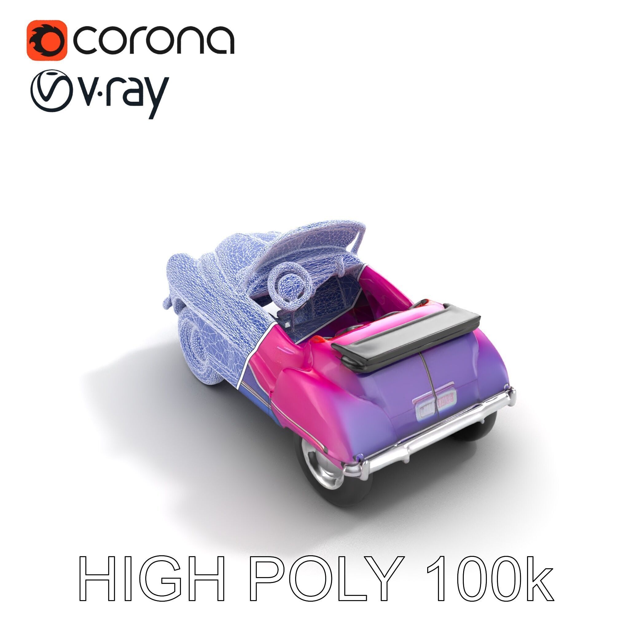 Vintage Bumper Car Metallic Exterior Model Pack Low-poly 3D model_29