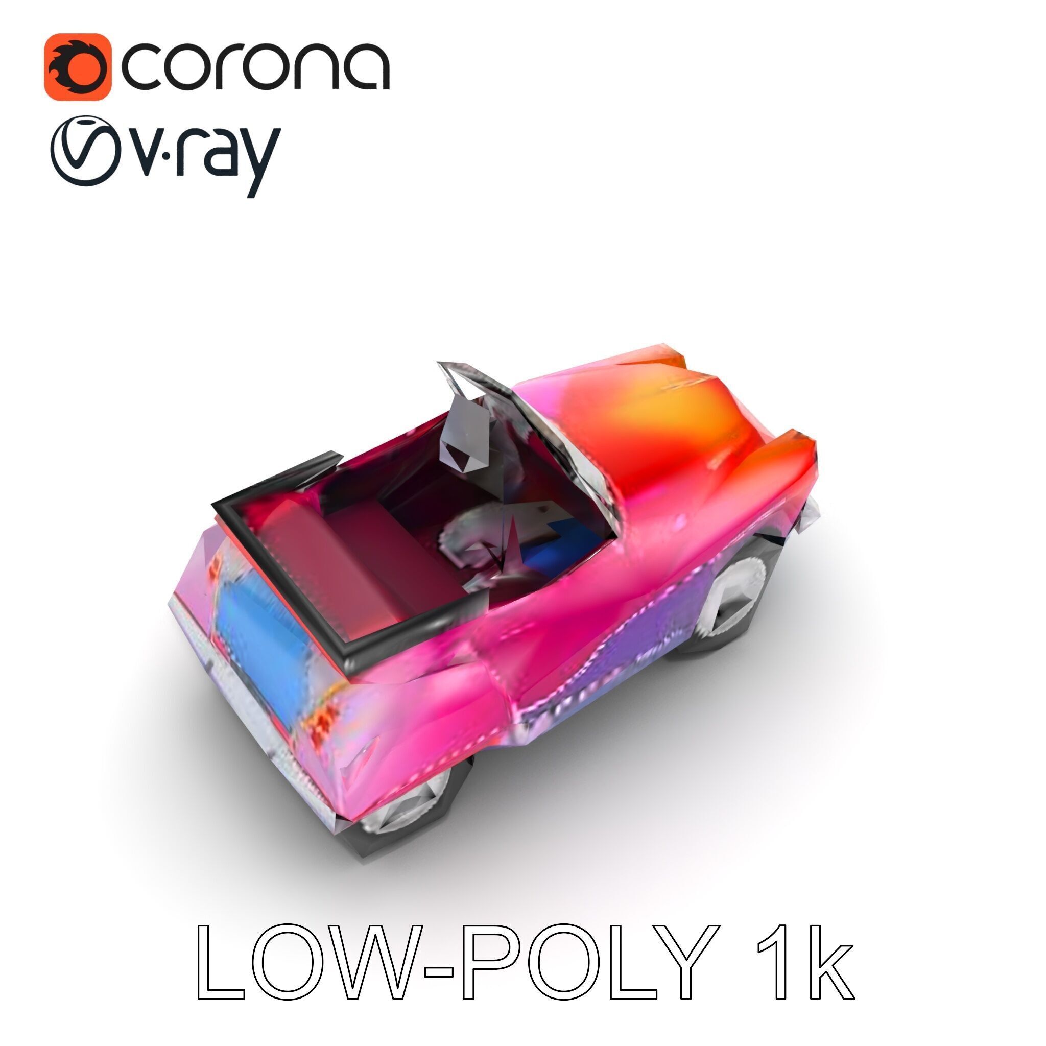 Vintage Bumper Car Metallic Exterior Model Pack Low-poly 3D model_13