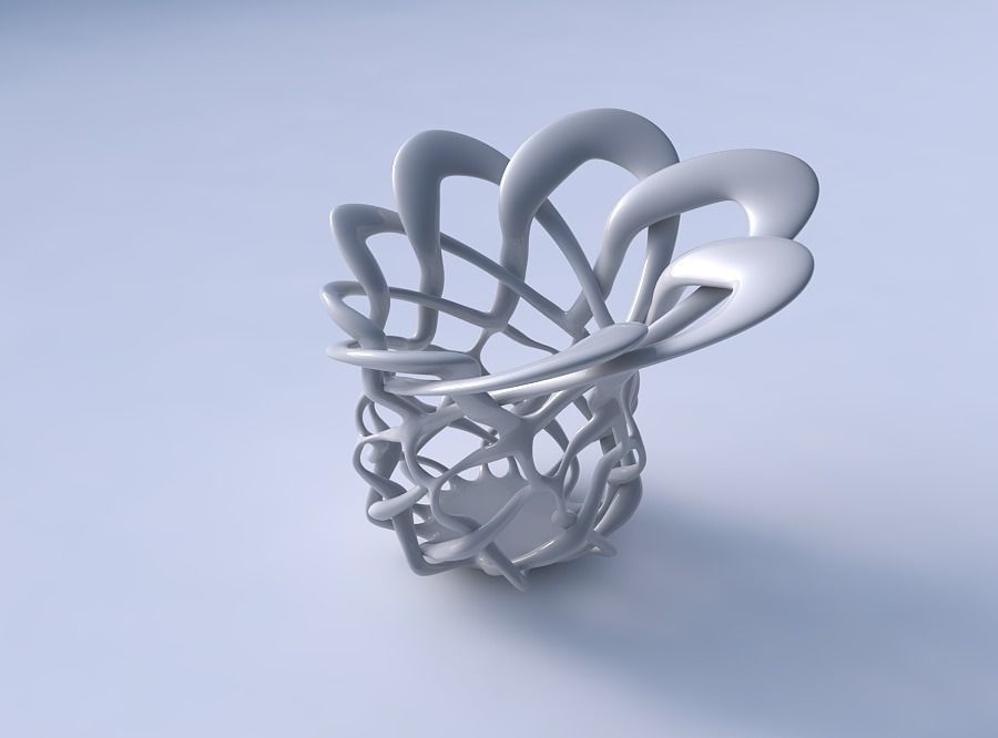 Bowl cylindrical with interlacing lattice eccentric 3D print model_3