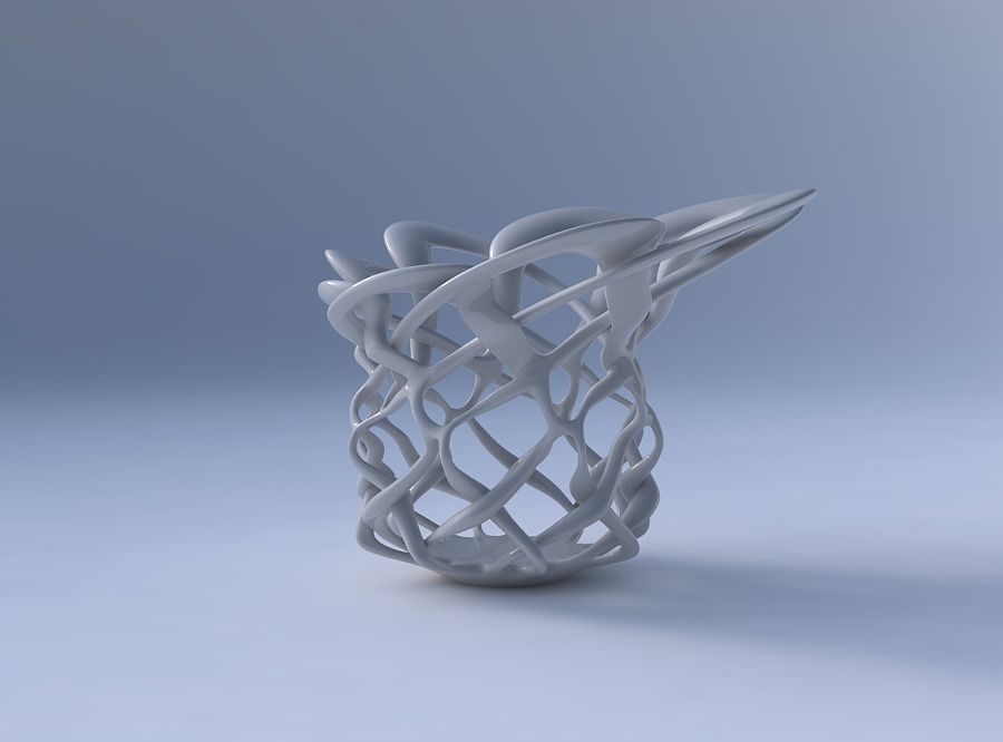 Bowl cylindrical with interlacing lattice eccentric 3D print model_4