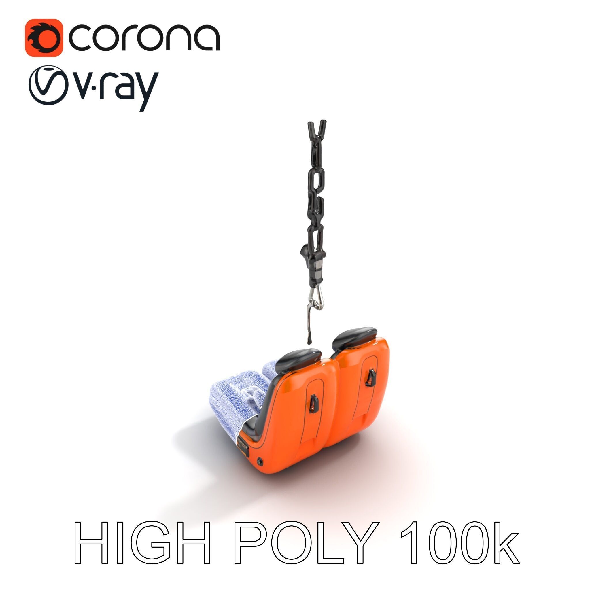 Thrill Ride Drop Tower Seat model pack Low-poly 3D model_13