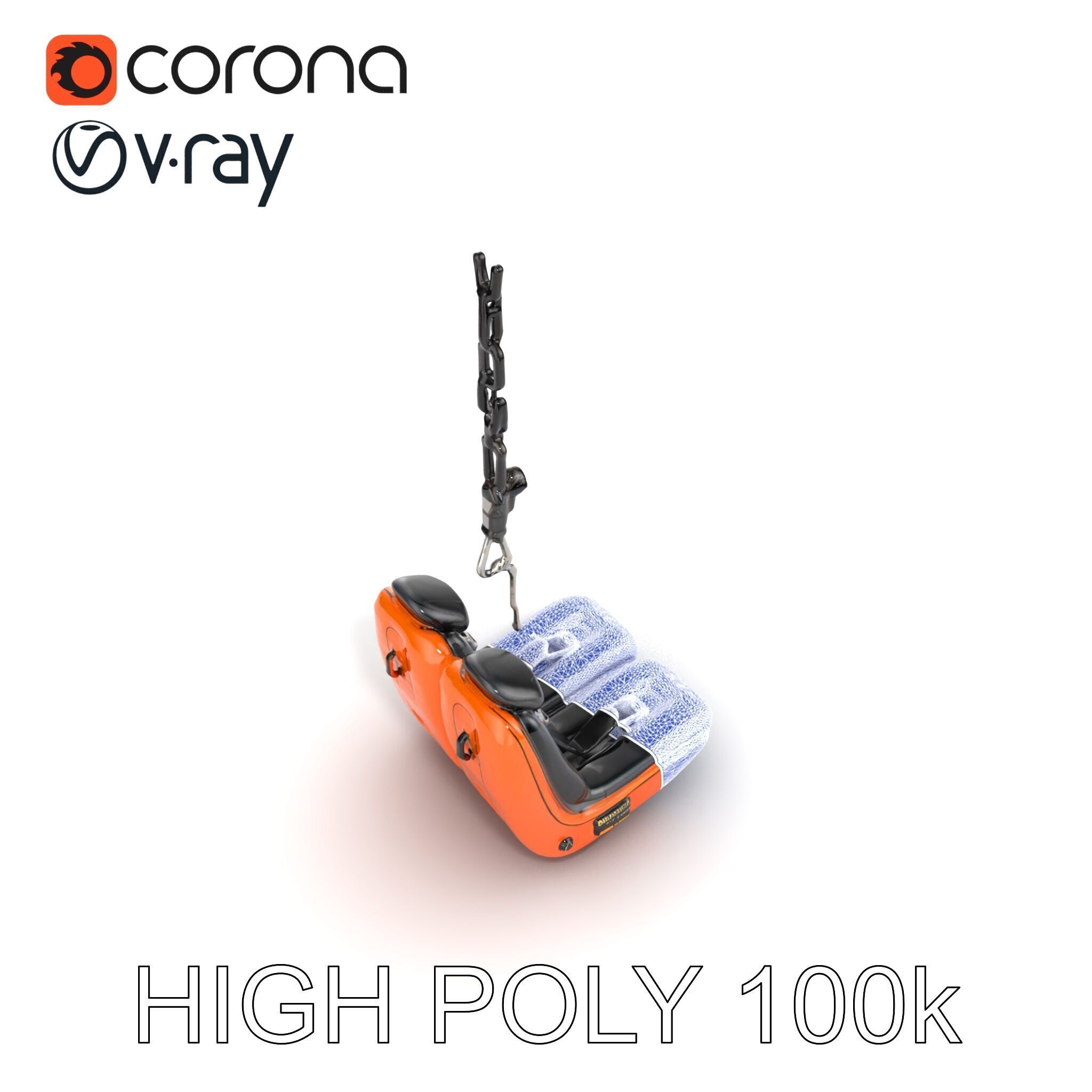 Thrill Ride Drop Tower Seat model pack Low-poly 3D model_19