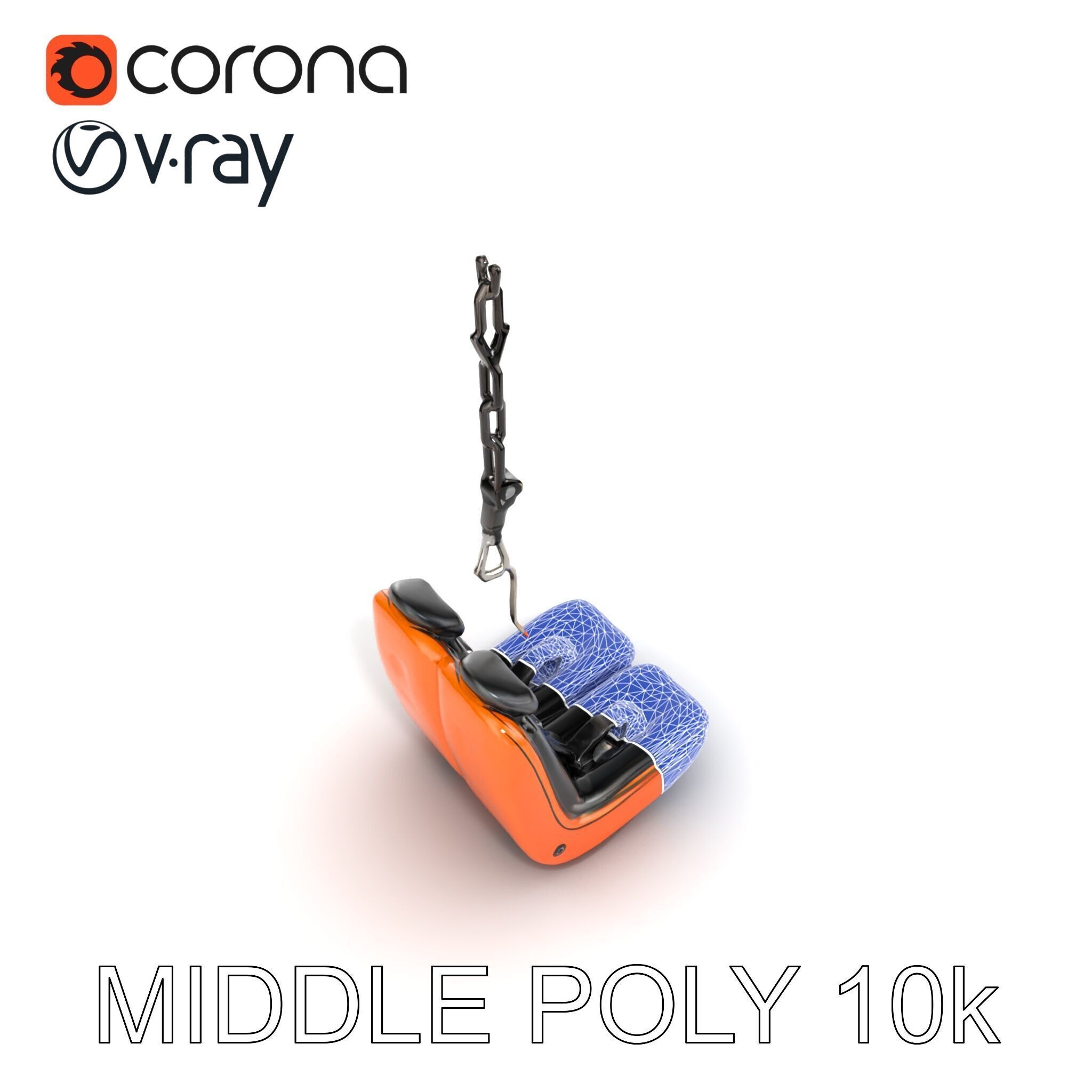 Thrill Ride Drop Tower Seat model pack Low-poly 3D model_17