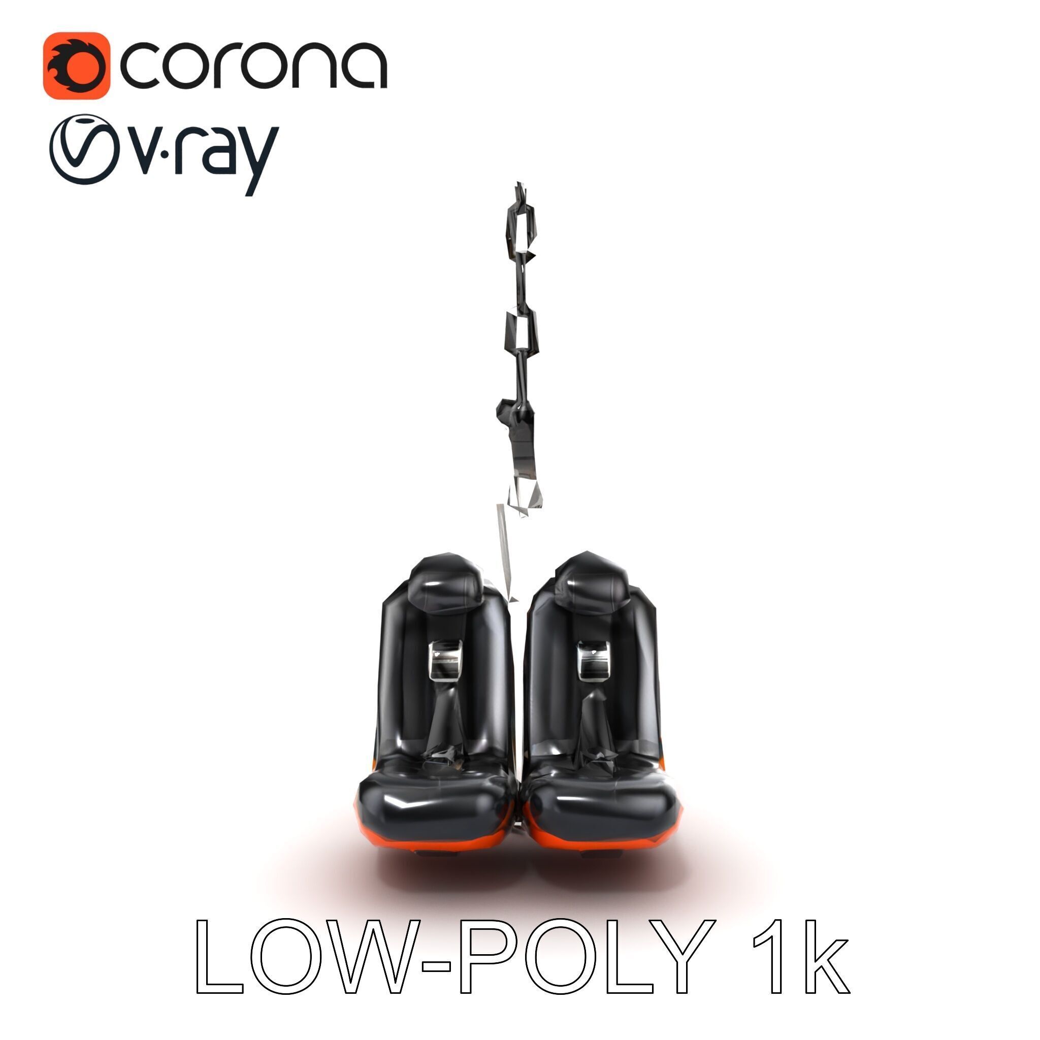 Thrill Ride Drop Tower Seat model pack Low-poly 3D model_20