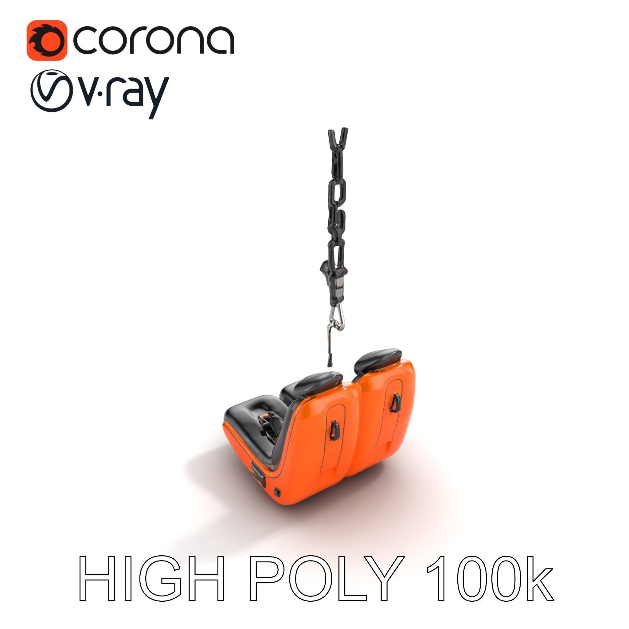 Thrill Ride Drop Tower Seat model pack Low-poly 3D model_15