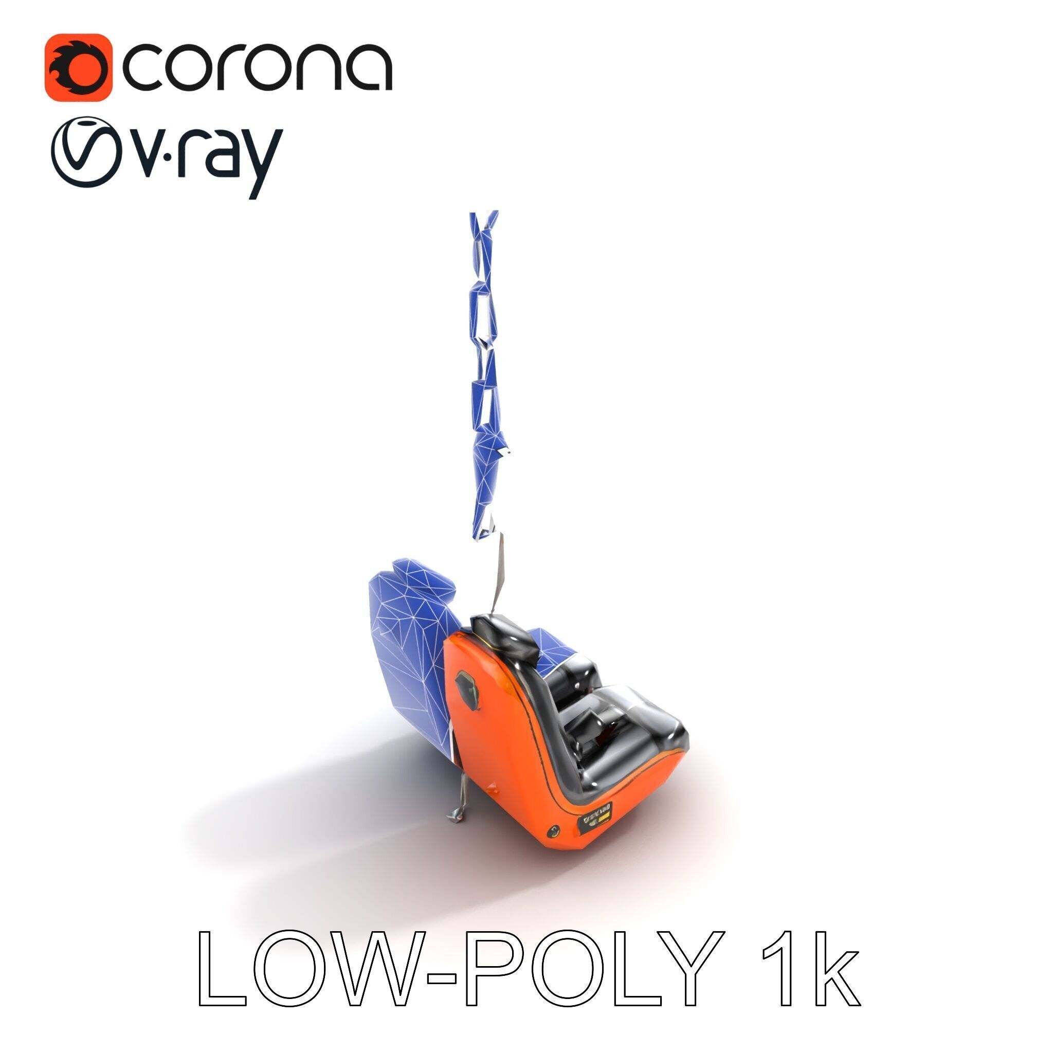 Thrill Ride Drop Tower Seat model pack Low-poly 3D model_25