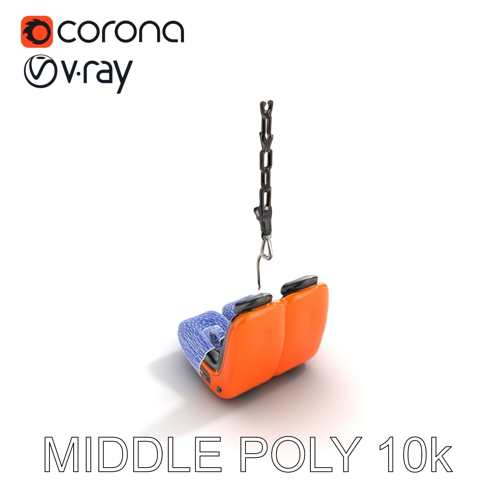 Thrill Ride Drop Tower Seat model pack Low-poly 3D model_11