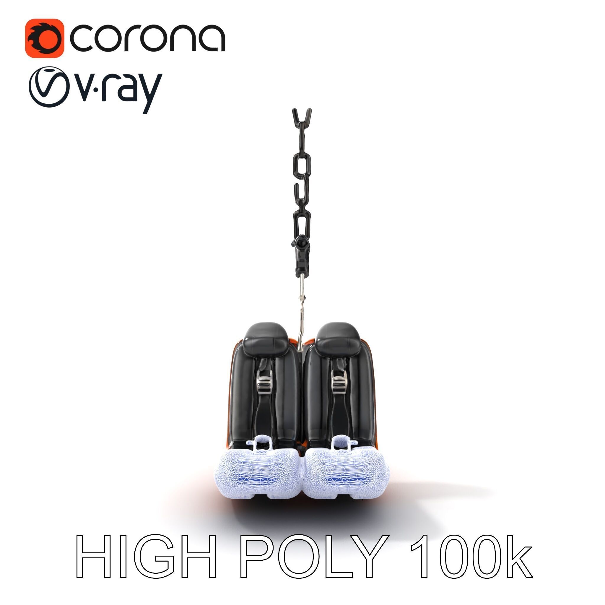Thrill Ride Drop Tower Seat model pack Low-poly 3D model_22