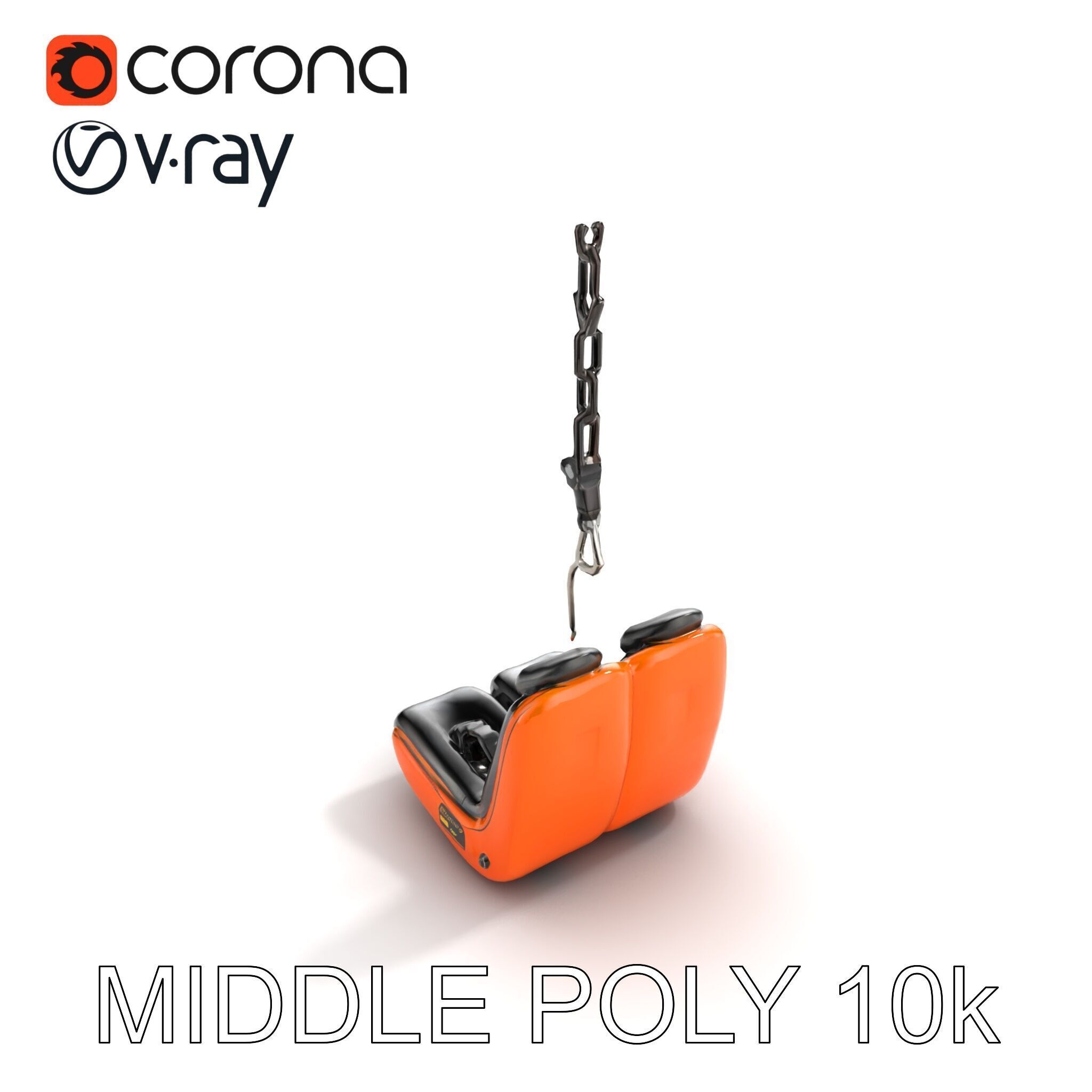 Thrill Ride Drop Tower Seat model pack Low-poly 3D model_8